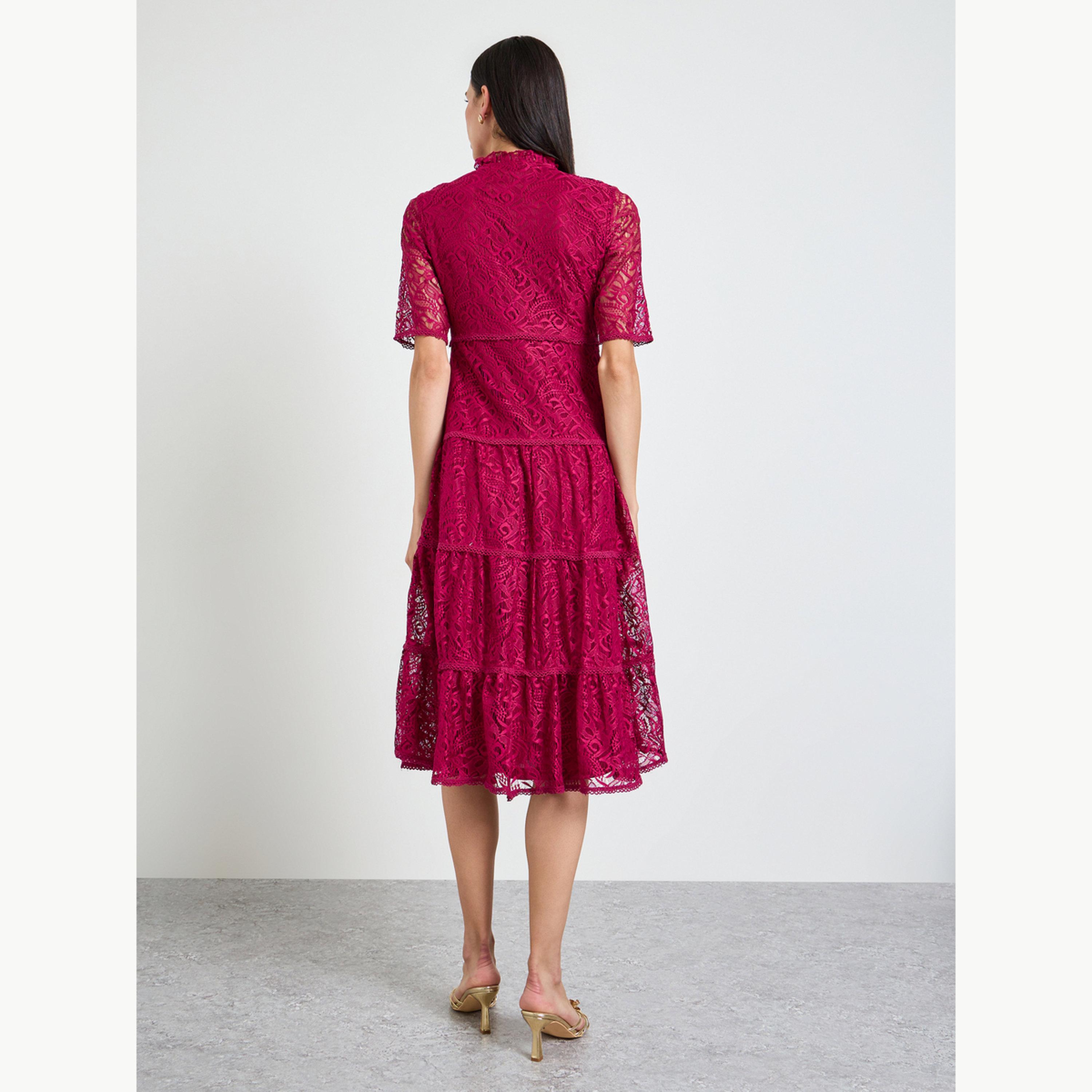 فستان ميدي متعدد الطبقات بطبقة دانتيل علوية-women-clothing-dresses-image-4