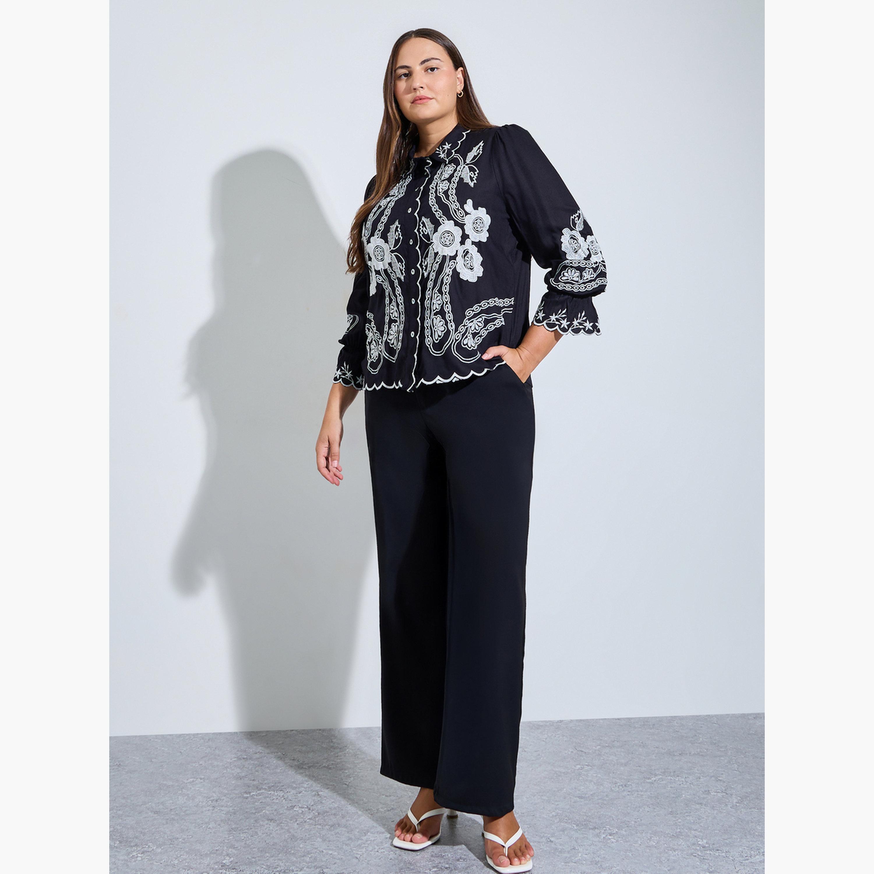بلوزة قطن بمقاس كبير وتفاصيل مُطرّزة-women-clothing-shirtsandblouses-shirts-image-2