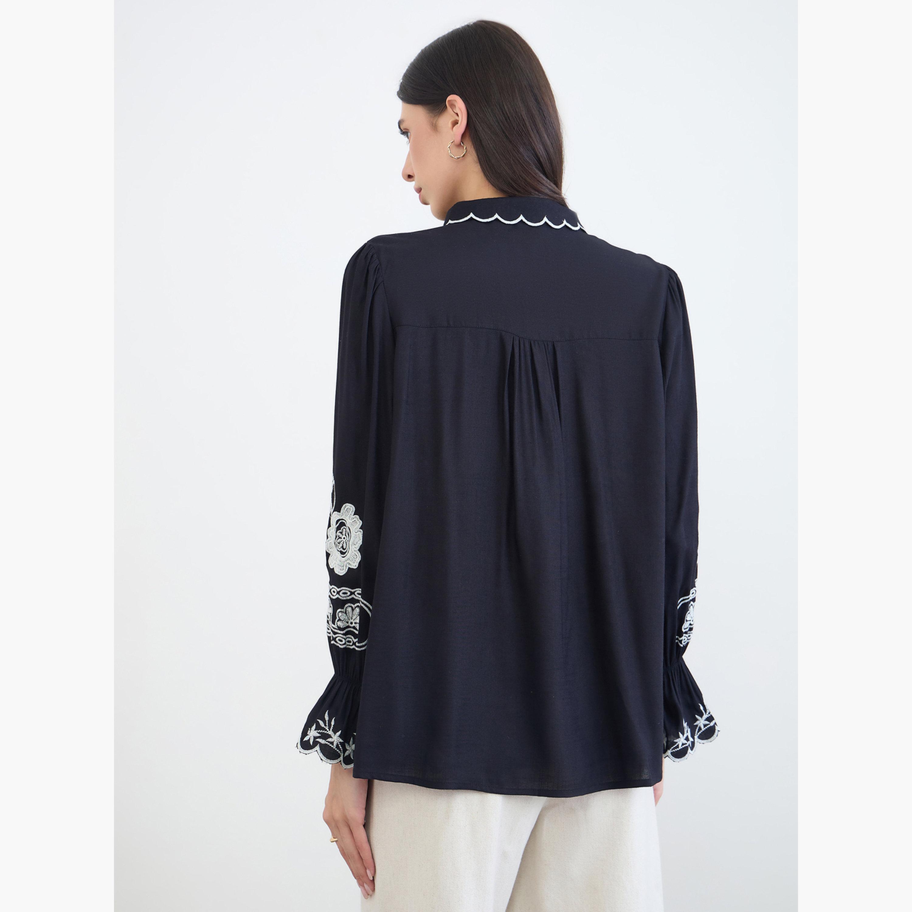 بلوزة قطن بمقاس كبير وتفاصيل مُطرّزة-women-clothing-shirtsandblouses-shirts-image-3