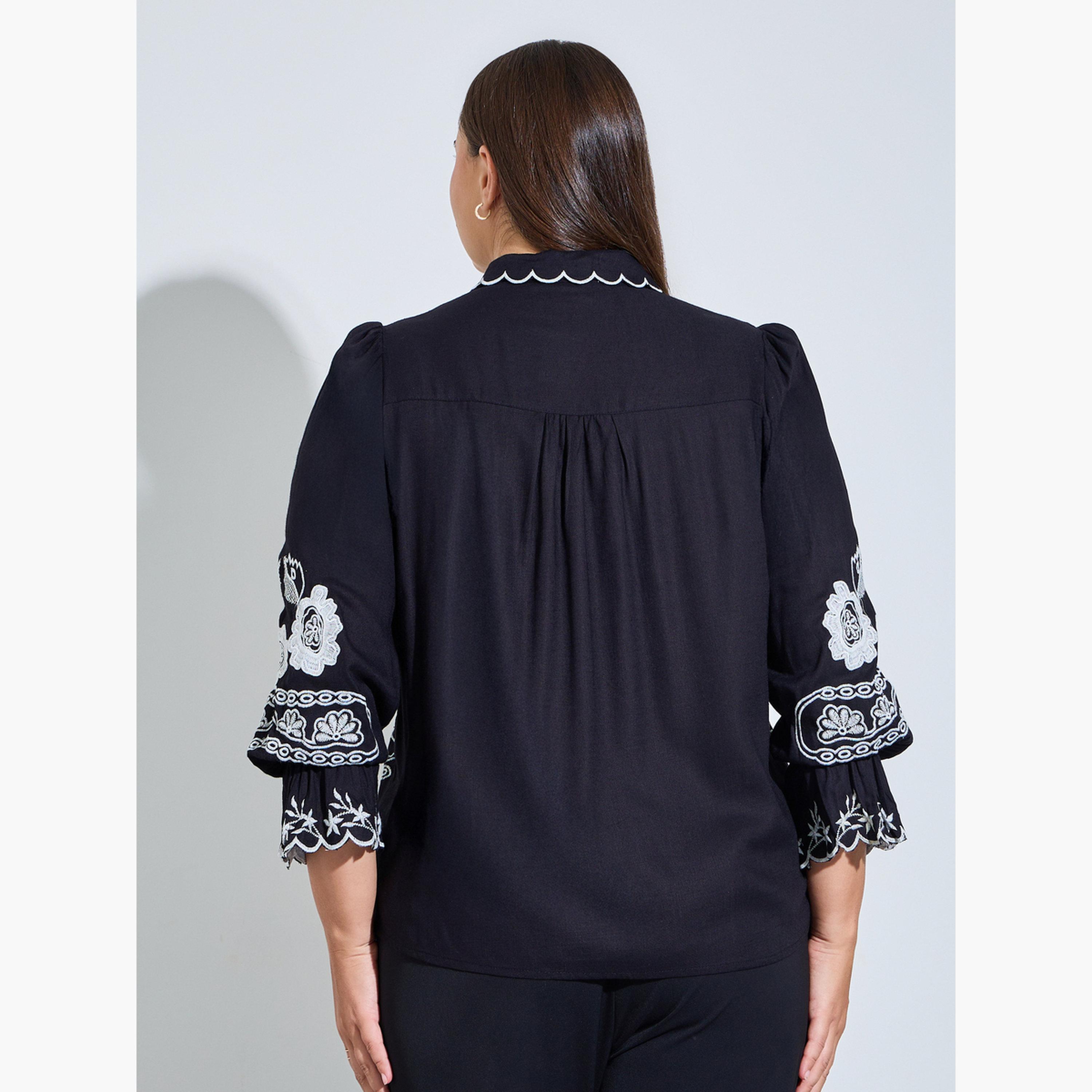 بلوزة قطن بمقاس كبير وتفاصيل مُطرّزة-women-clothing-shirtsandblouses-shirts-image-4