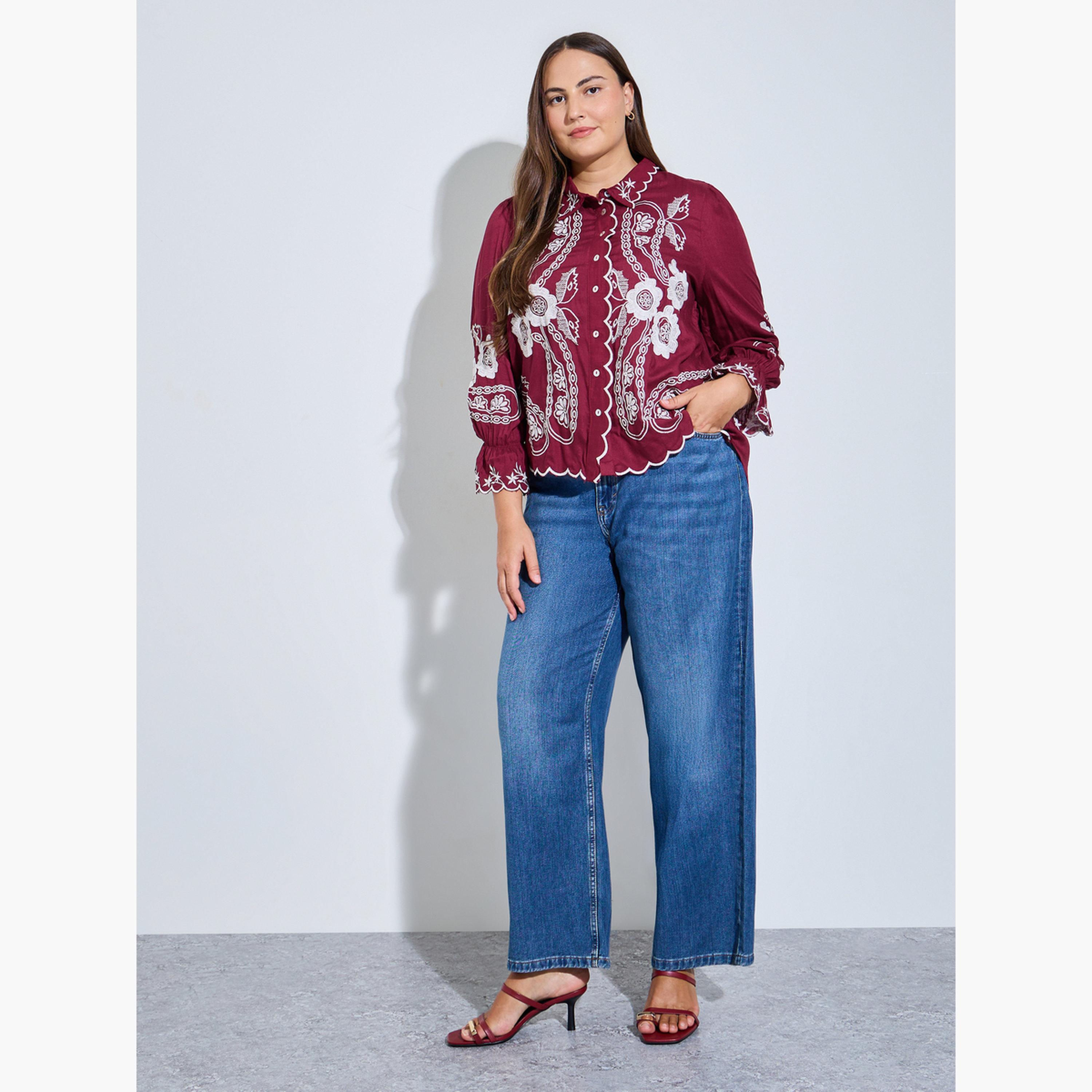 بلوزة قطن بمقاس كبير وتفاصيل مُطرّزة-women-clothing-shirtsandblouses-shirts-image-2