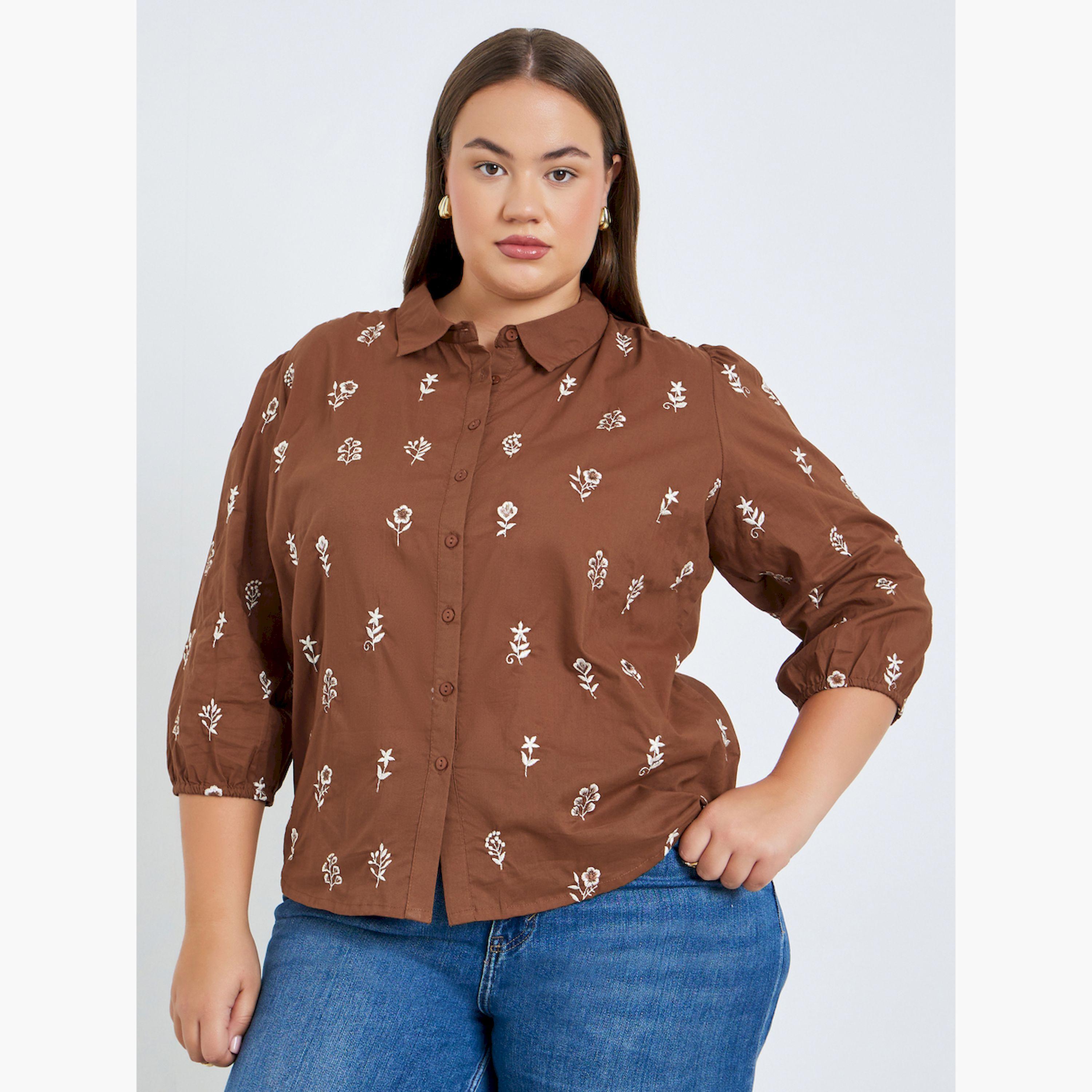 Styli Plus Size Floral Embroidered Shirt-women-clothing-shirtsandblouses-shirts-image-1