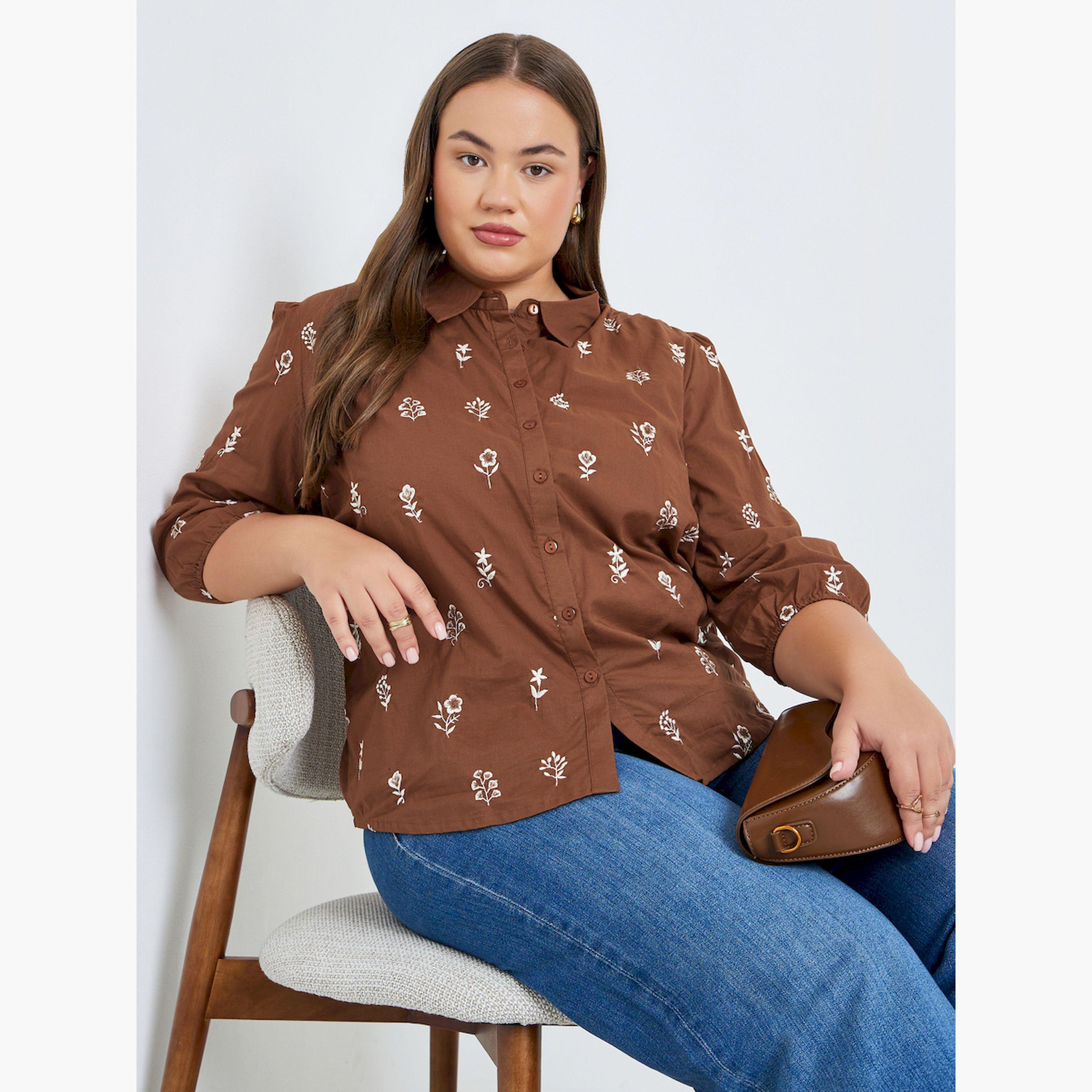 قميص مطرز بالزهور بمقاس كبير-women-clothing-shirtsandblouses-shirts-image-3