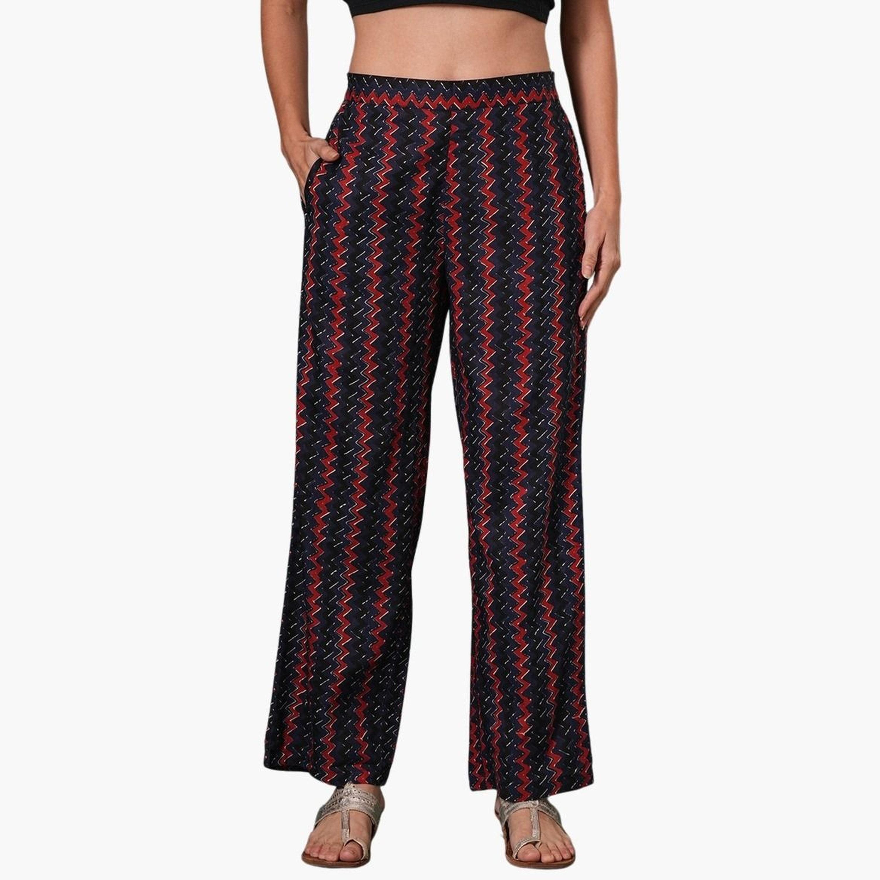 Globus X Styli Women Blue Cotton Striped Ethnic Parallel Trousers-women-clothing-bottoms-trousers-image-1