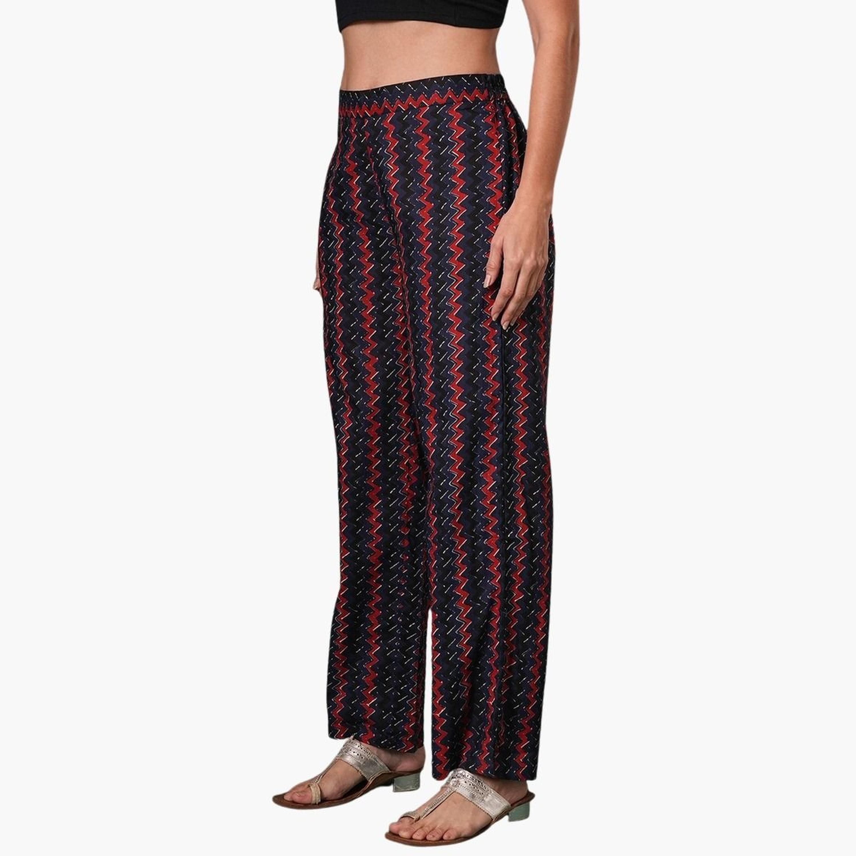 Globus X Styli Women Blue Cotton Striped Ethnic Parallel Trousers-women-clothing-bottoms-trousers-image-4