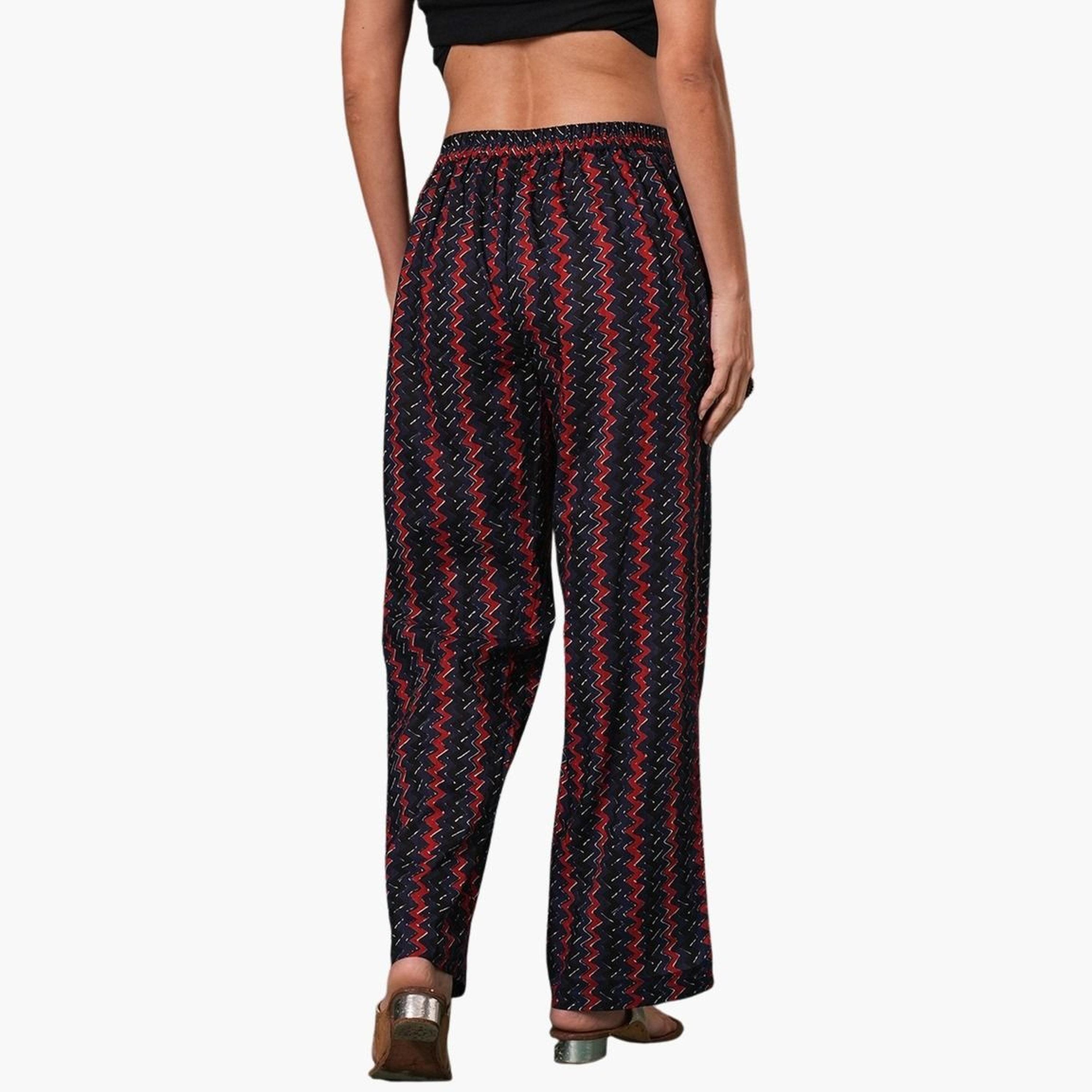 غلوبوس × ستايلي - بنطال قطني أزرق مخطط متوازي للنساء-women-clothing-bottoms-trousers-image-5