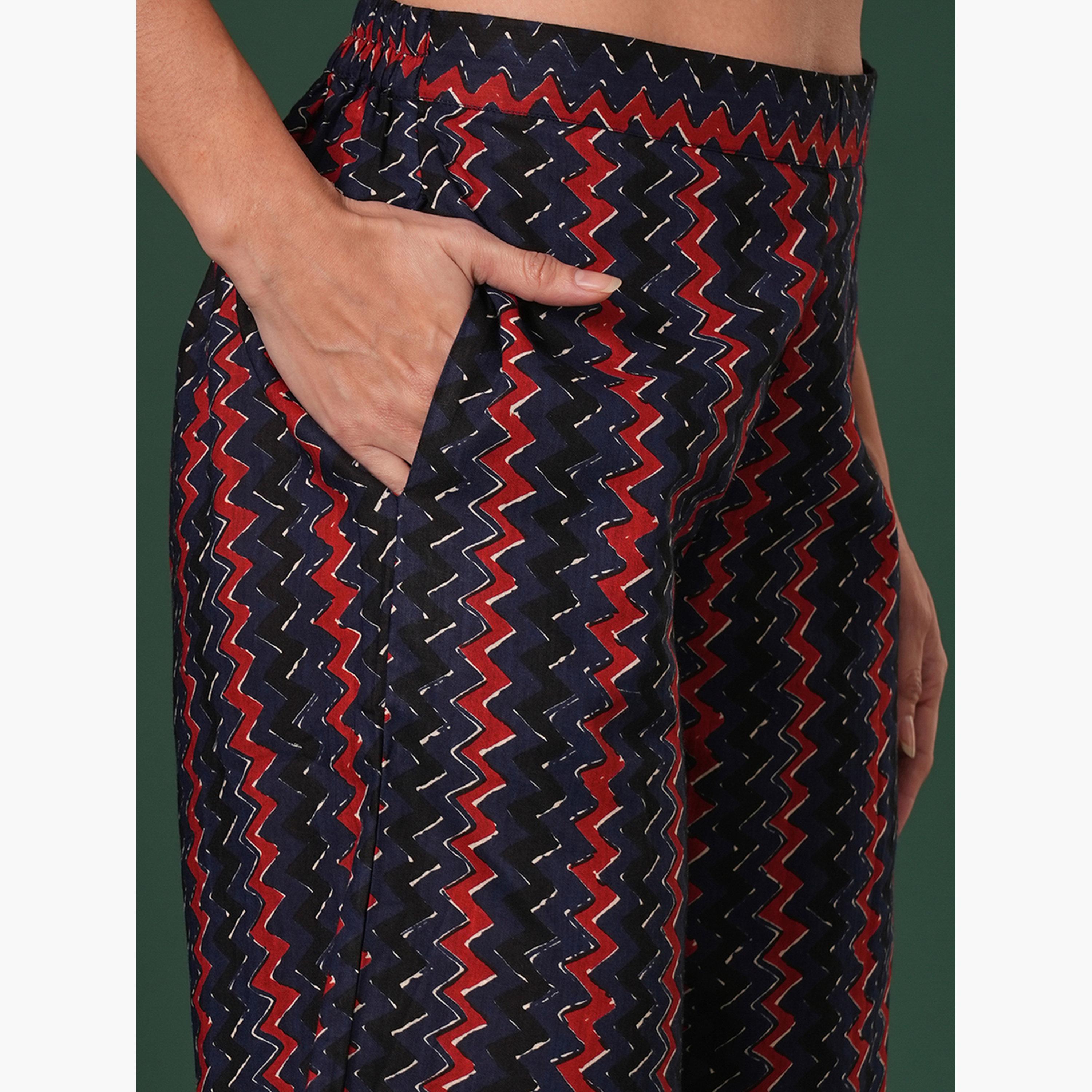 غلوبوس × ستايلي - بنطال قطني أزرق مخطط متوازي للنساء-women-clothing-bottoms-trousers-image-6