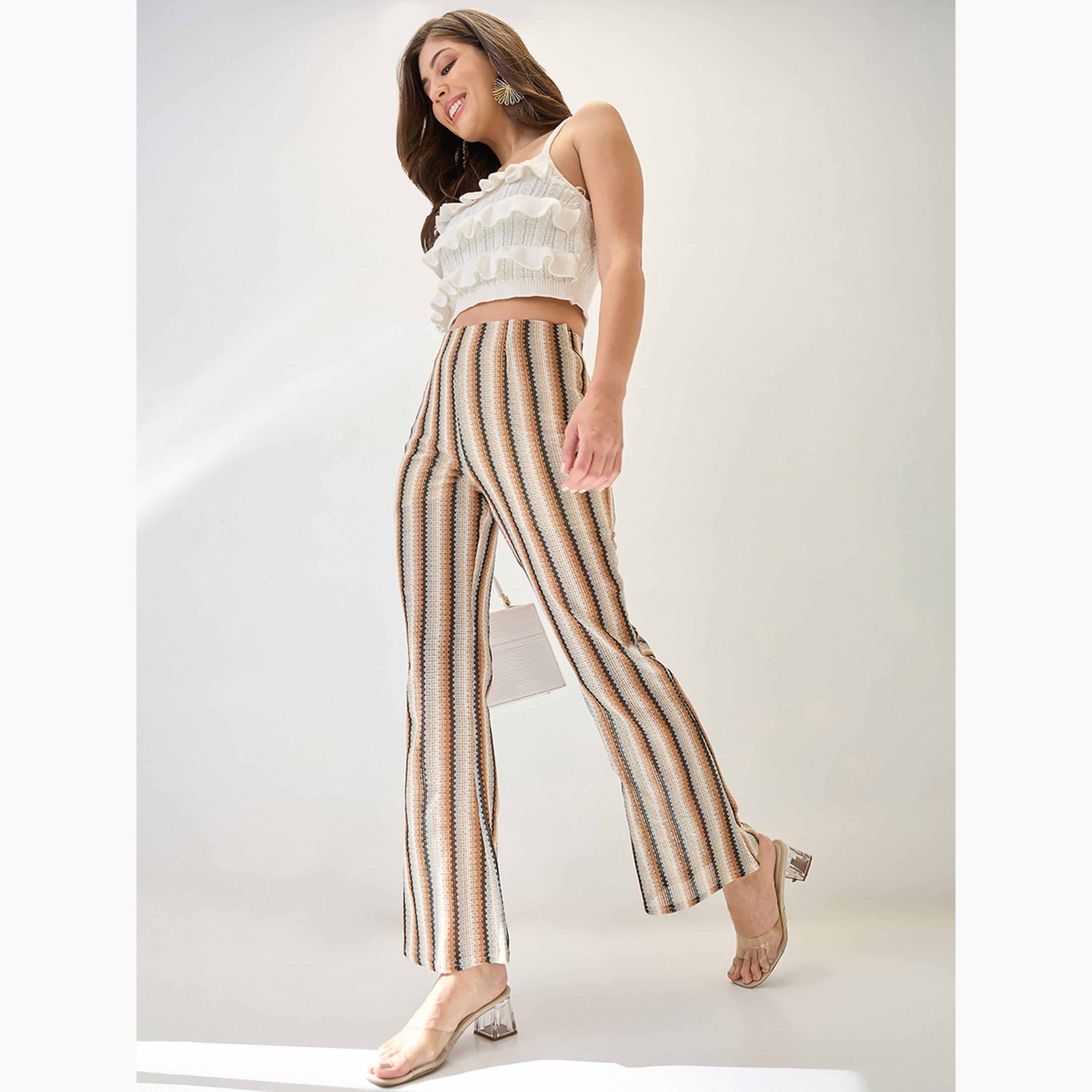 Globus X Styli Women Striped Crochet Bootcut Trousers-women-clothing-bottoms-trousers-image-2