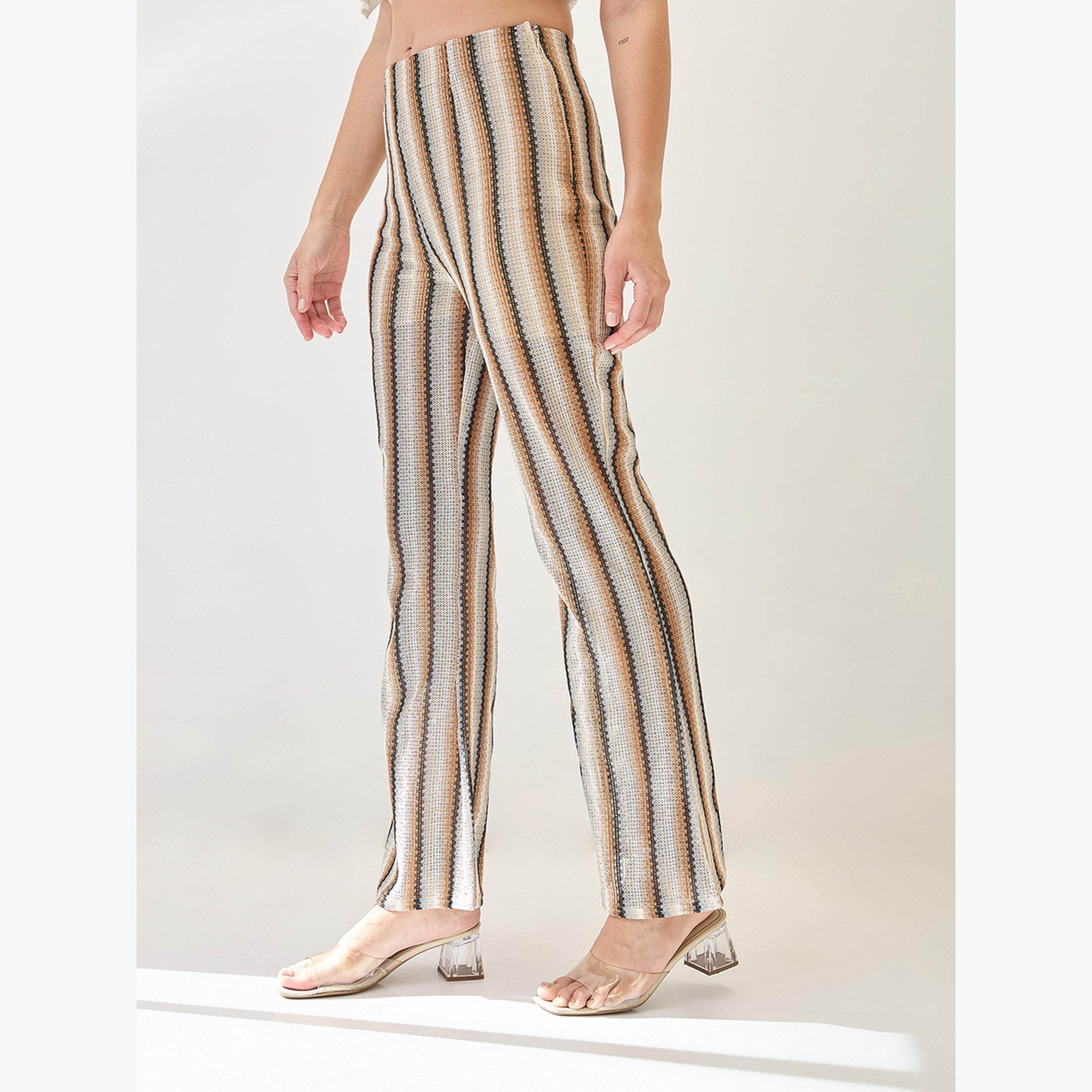 Globus X Styli Women Striped Crochet Bootcut Trousers-women-clothing-bottoms-trousers-image-3