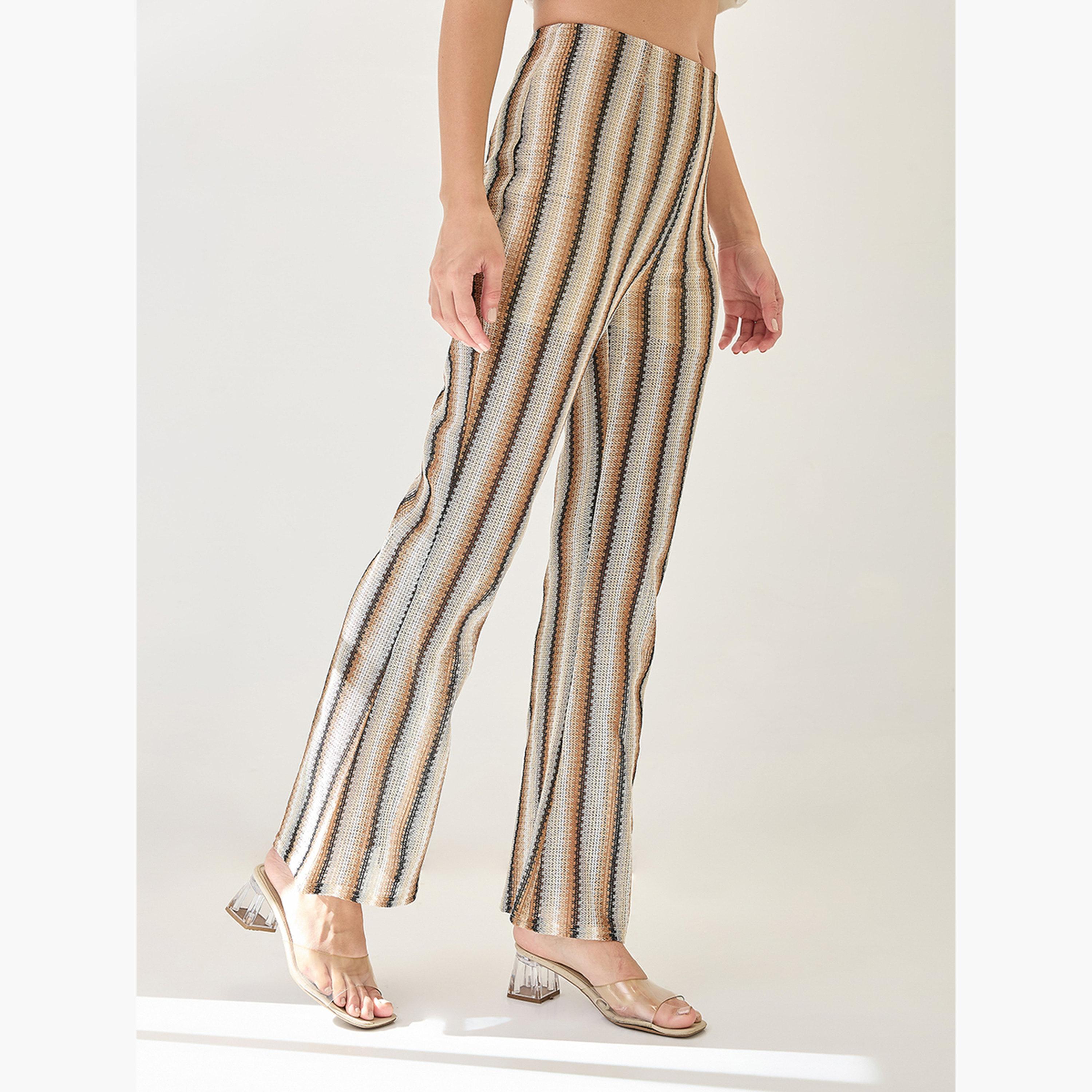 Globus X Styli Women Striped Crochet Bootcut Trousers-women-clothing-bottoms-trousers-image-4