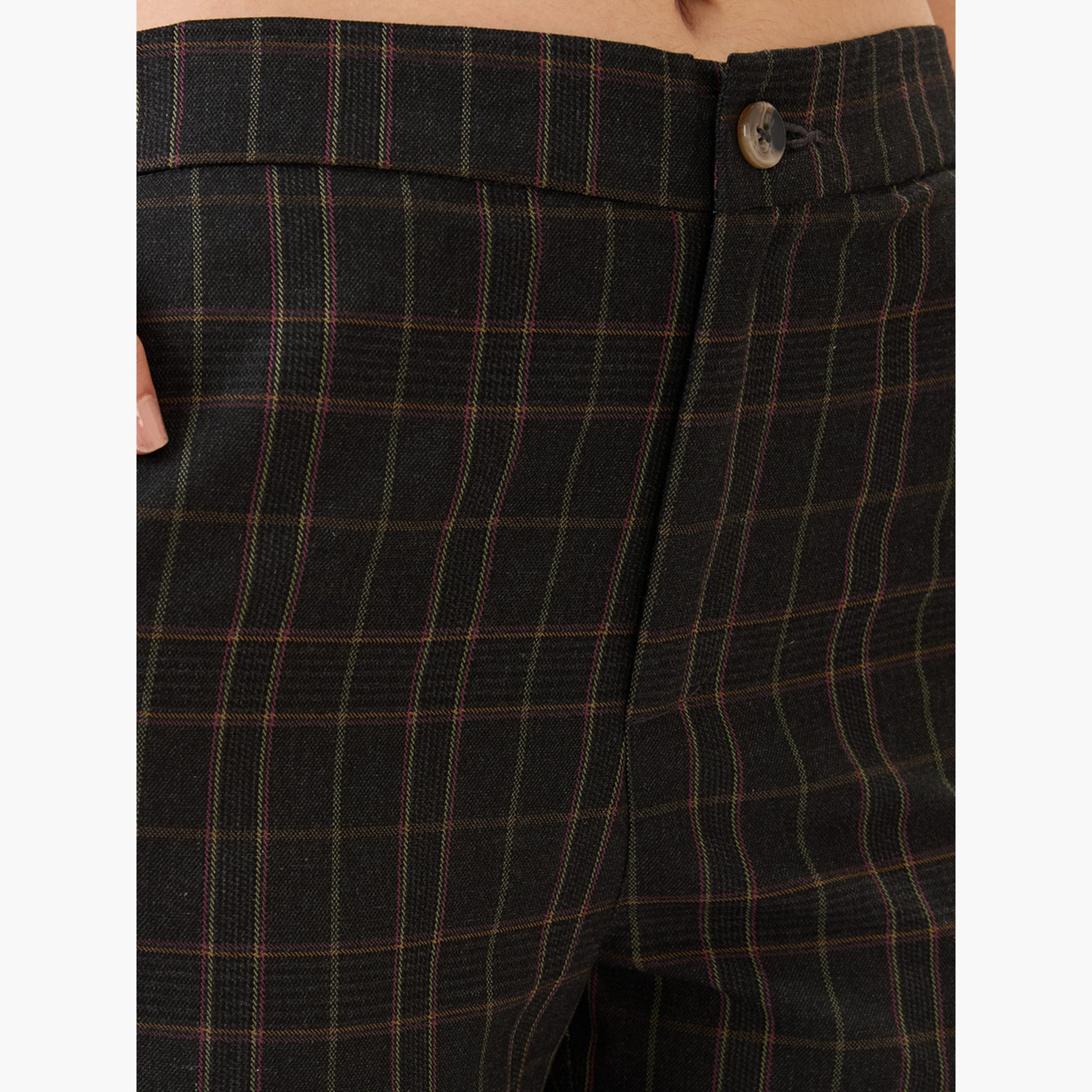 غلوبوس × ستايلي - بنطال أسود بقصّة مستقيمة ومربّع منقوش للنساء-women-clothing-bottoms-trousers-image-6
