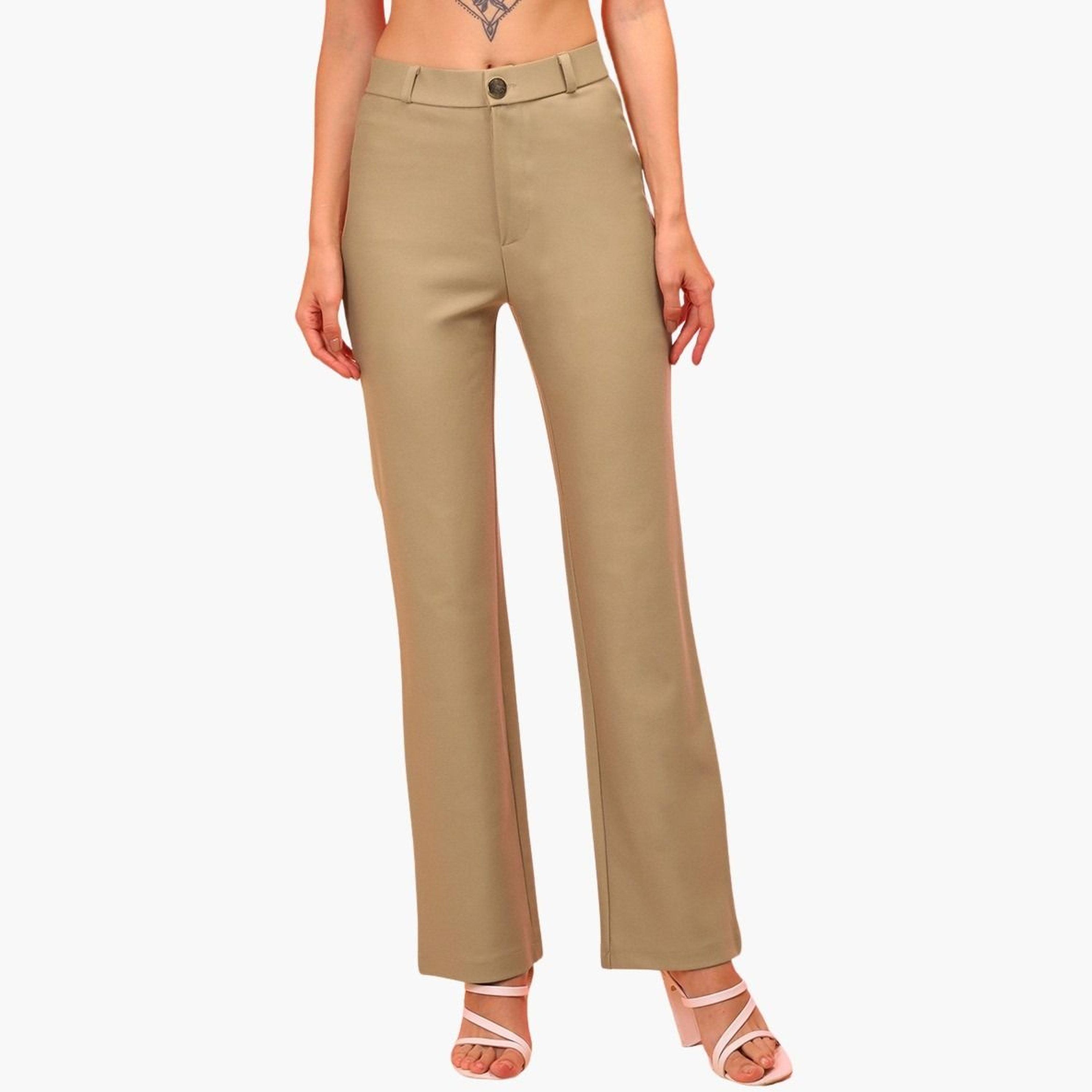 غلوبوس × ستايلي - بنطال بني مستقيم للنساء-women-clothing-bottoms-trousers-image-1