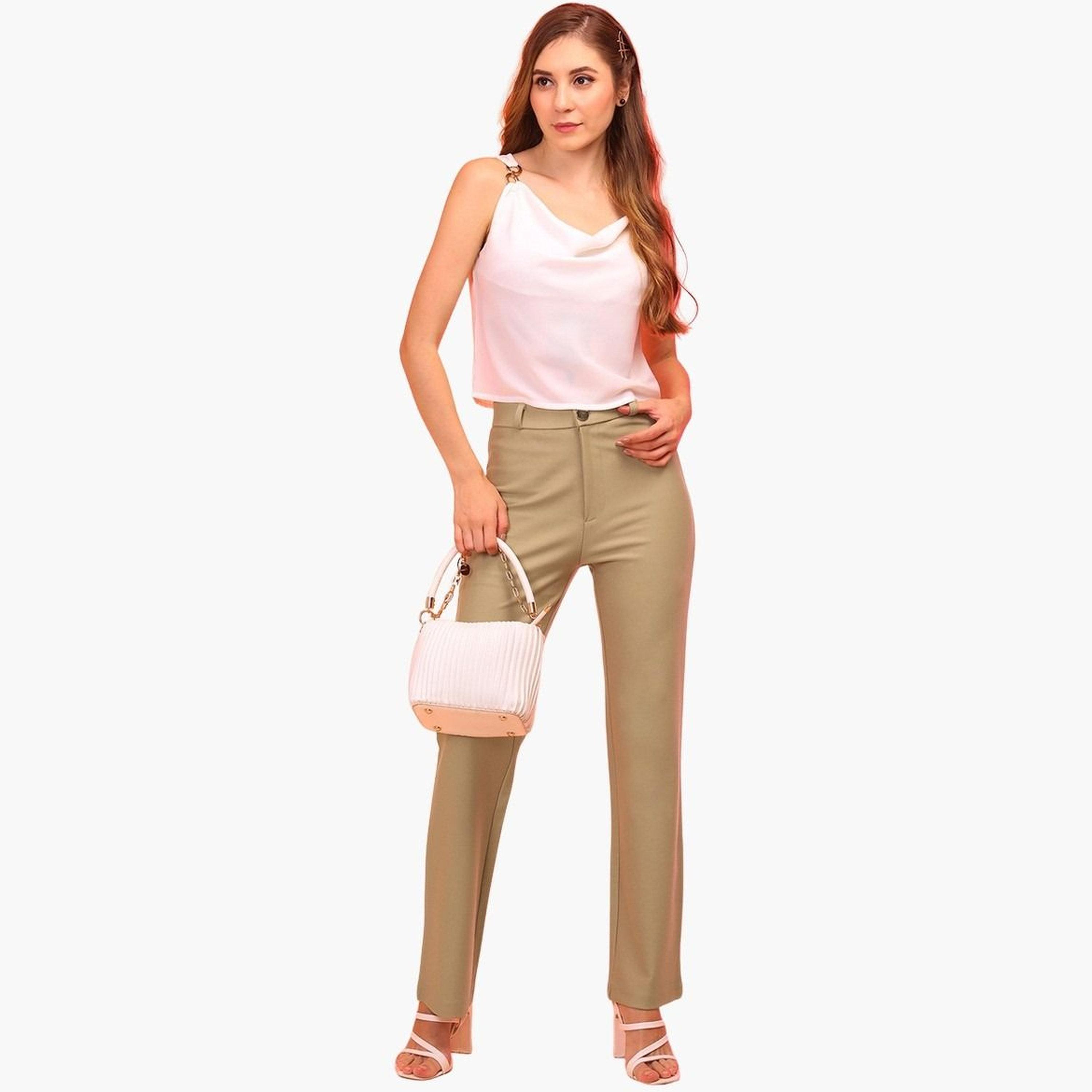 Globus X Styli Women Brown Straight Fit Trousers-women-clothing-bottoms-trousers-image-2