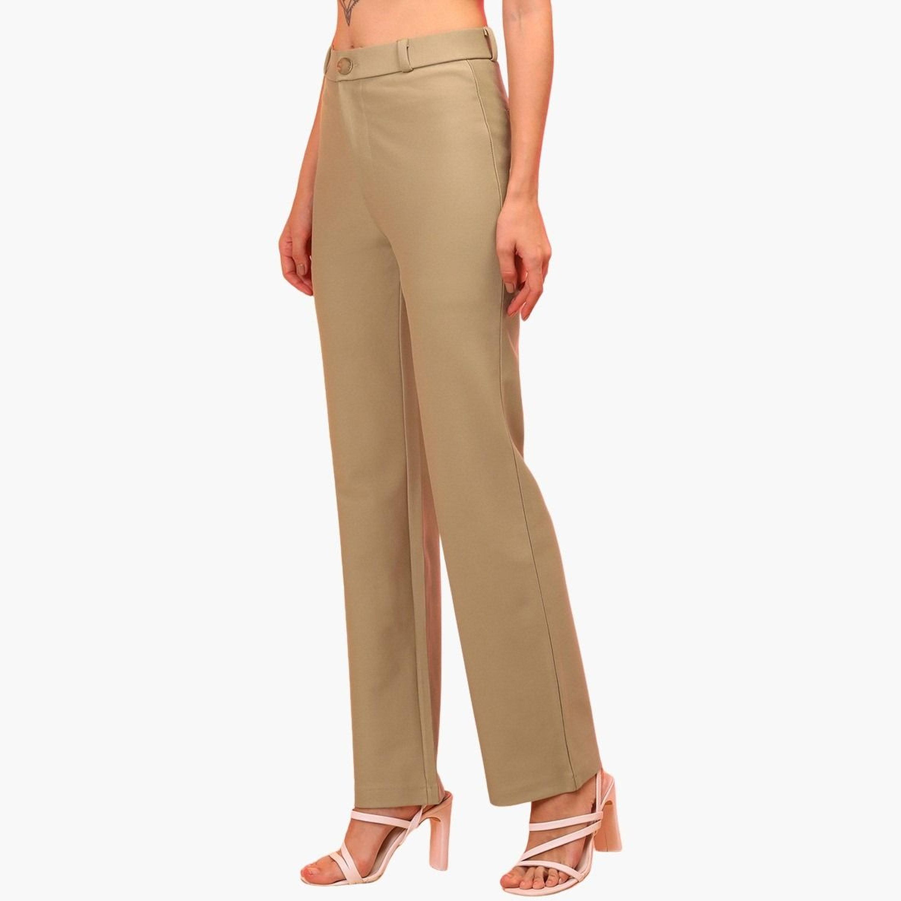 Globus X Styli Women Brown Straight Fit Trousers-women-clothing-bottoms-trousers-image-3