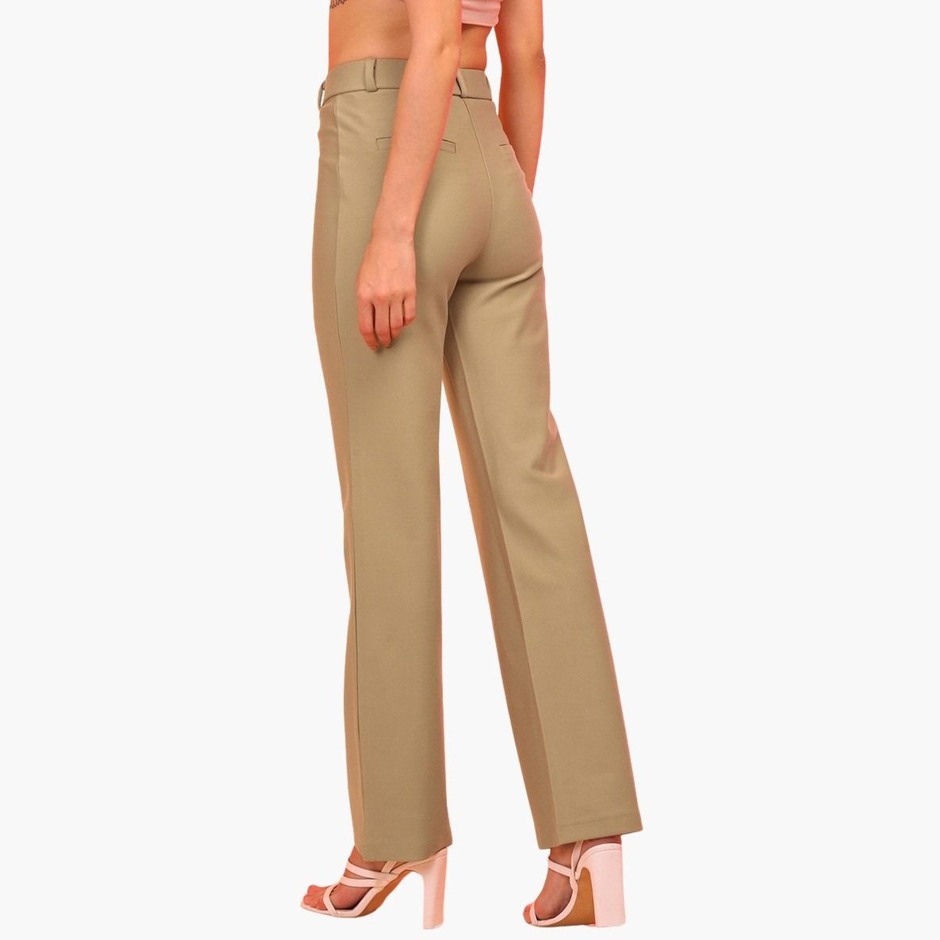Globus X Styli Women Brown Straight Fit Trousers-women-clothing-bottoms-trousers-image-4