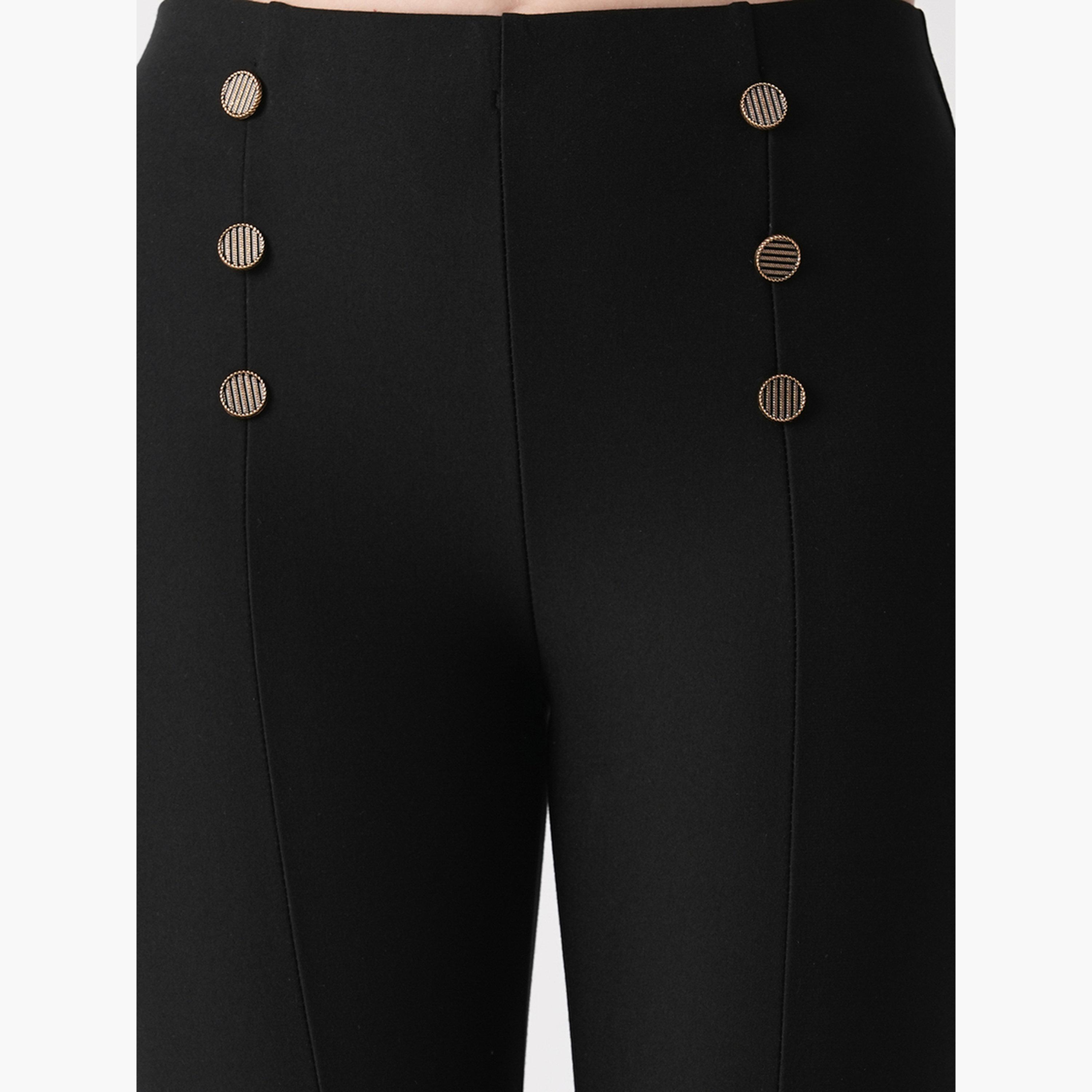 غلوبوس × ستايلي - بنطال عمل ضيق ومسطح من الأمام باللون الأسود للنساء-women-clothing-bottoms-trousers-image-4