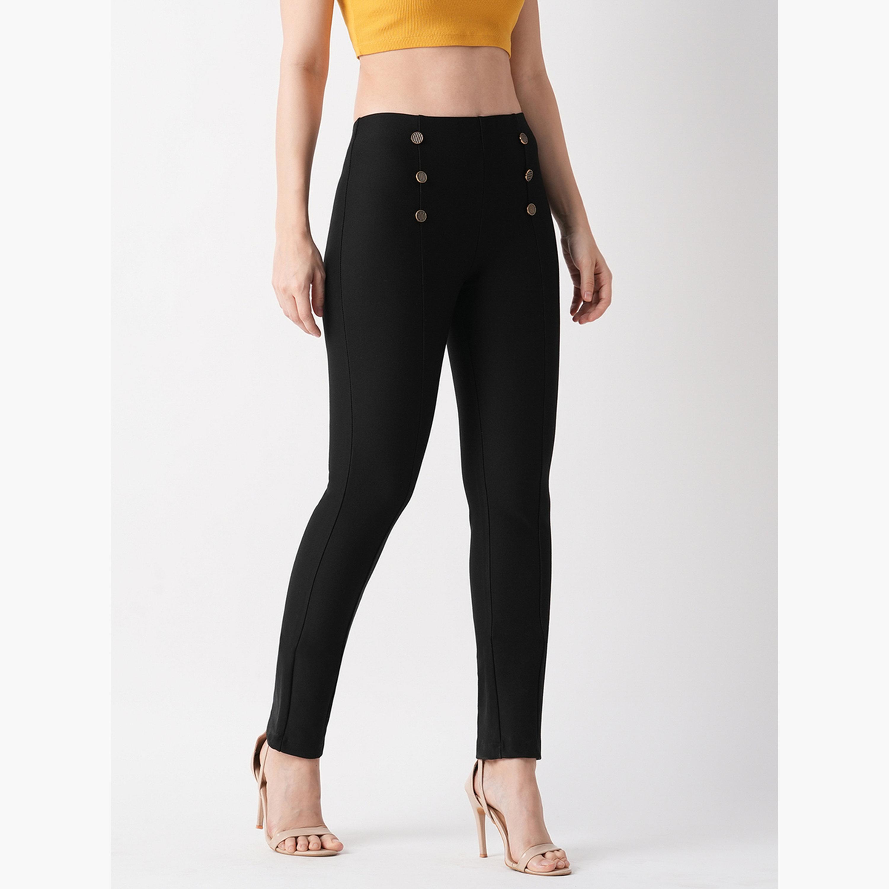 غلوبوس × ستايلي - بنطال عمل ضيق ومسطح من الأمام باللون الأسود للنساء-women-clothing-bottoms-trousers-image-5