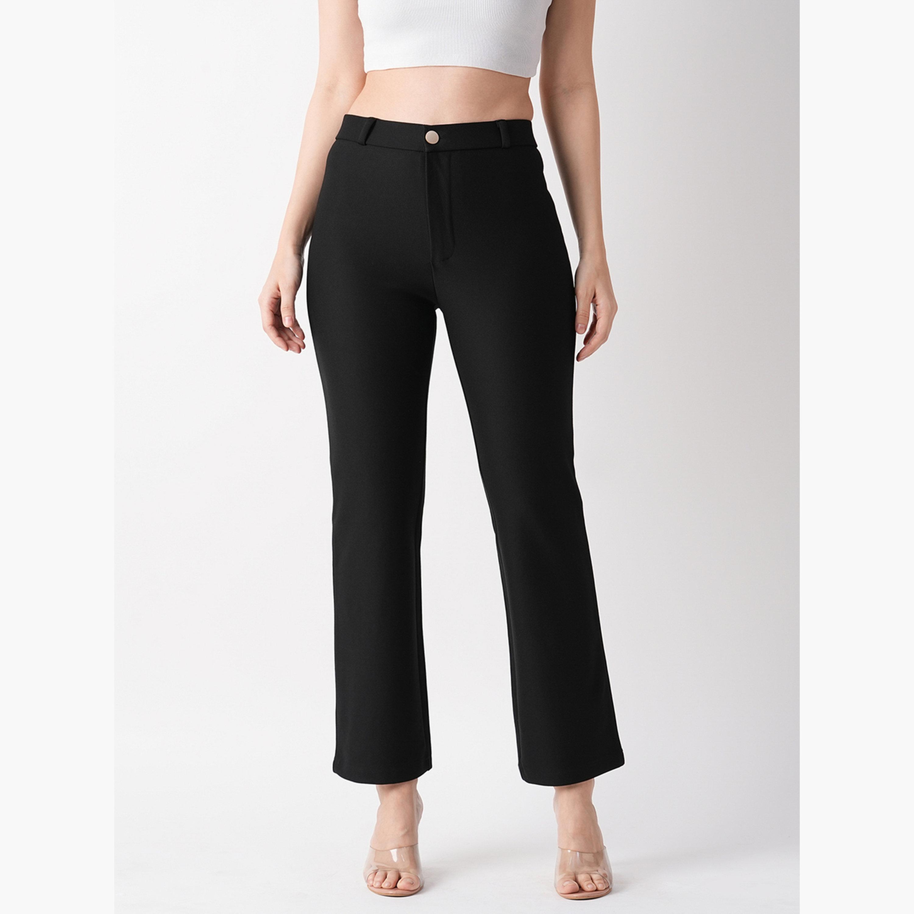 Globus X Styli Women Black Stretchable Slim Fit Treggings With Belt Loops-women-clothing-bottoms-trousers-image-1