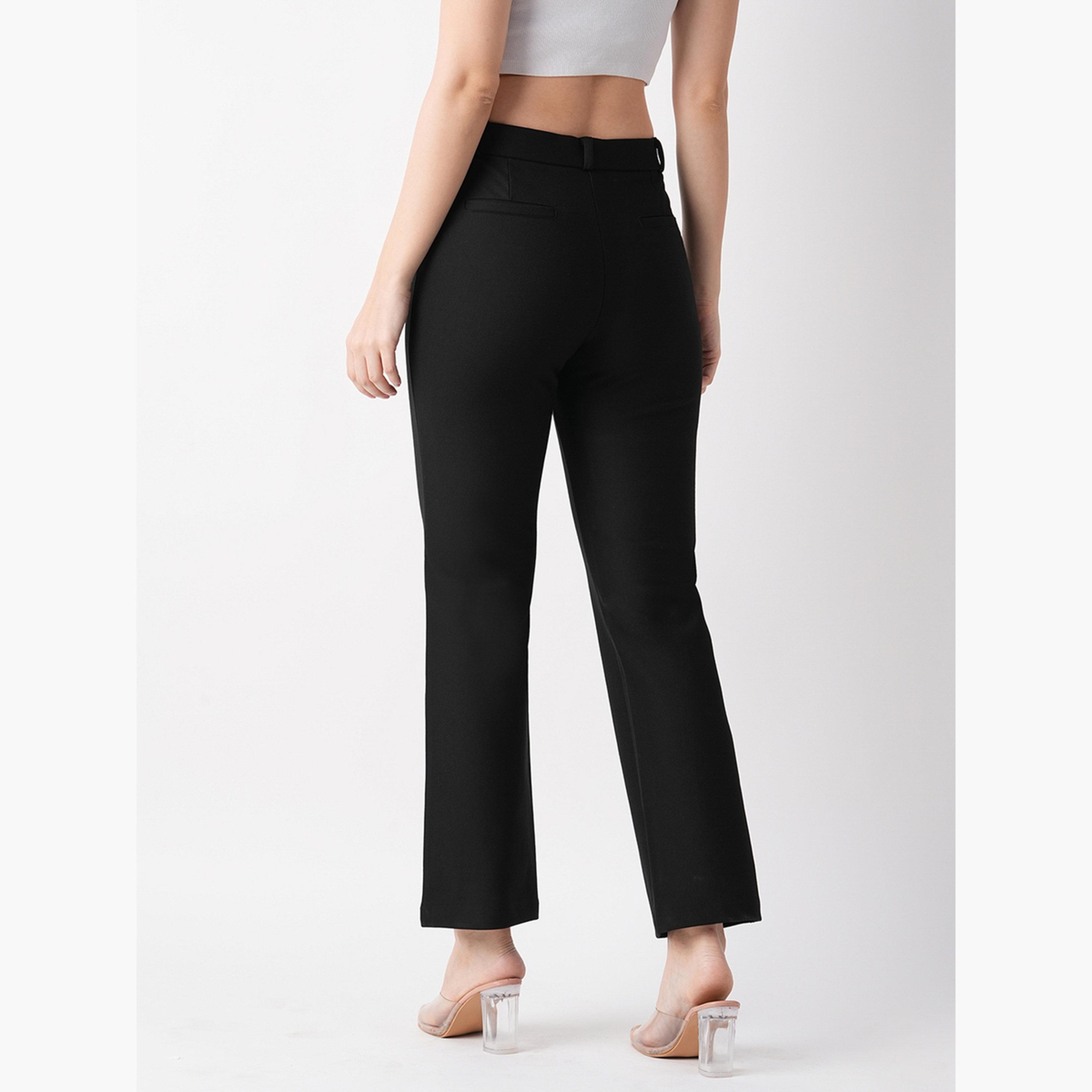 Globus X Styli Women Black Stretchable Slim Fit Treggings With Belt Loops-women-clothing-bottoms-trousers-image-3