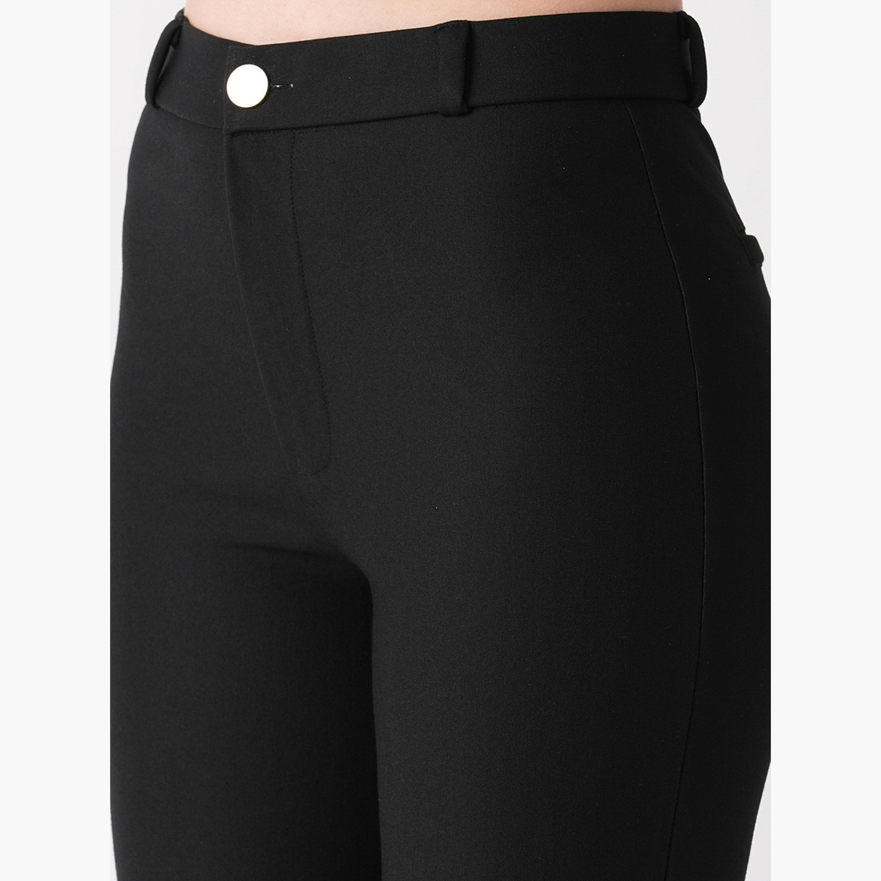 غلوبوس × ستايلي - بنطال رياضي ضيق أسود قماش قابل للتمدد مع حلقات للحزام للنساء-women-clothing-bottoms-trousers-image-4
