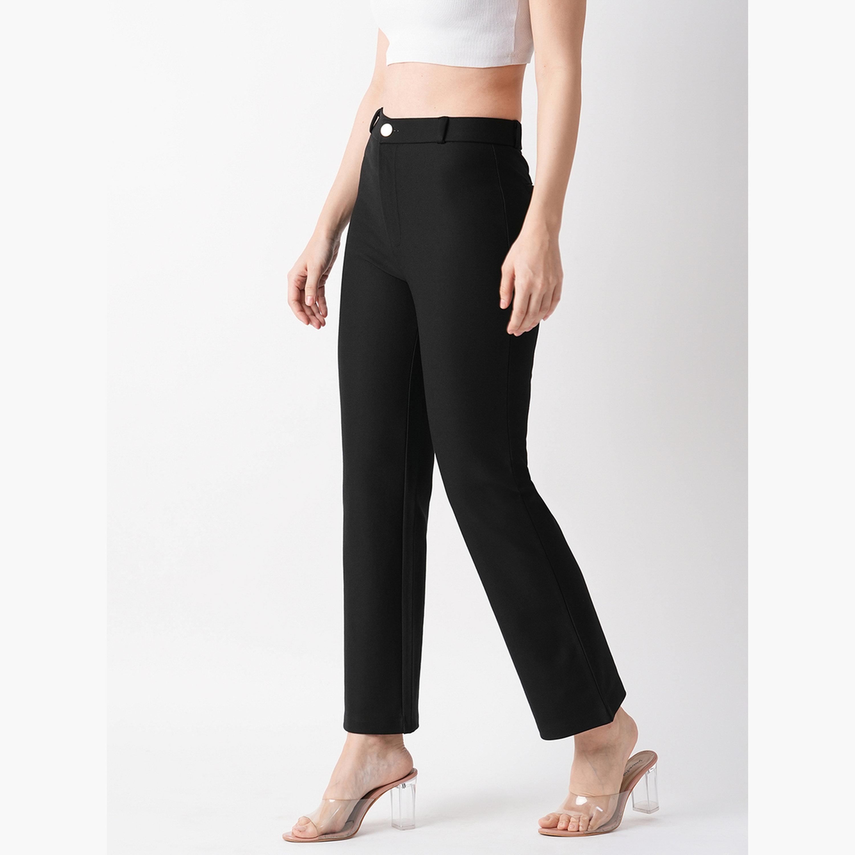 Globus X Styli Women Black Stretchable Slim Fit Treggings With Belt Loops-women-clothing-bottoms-trousers-image-5