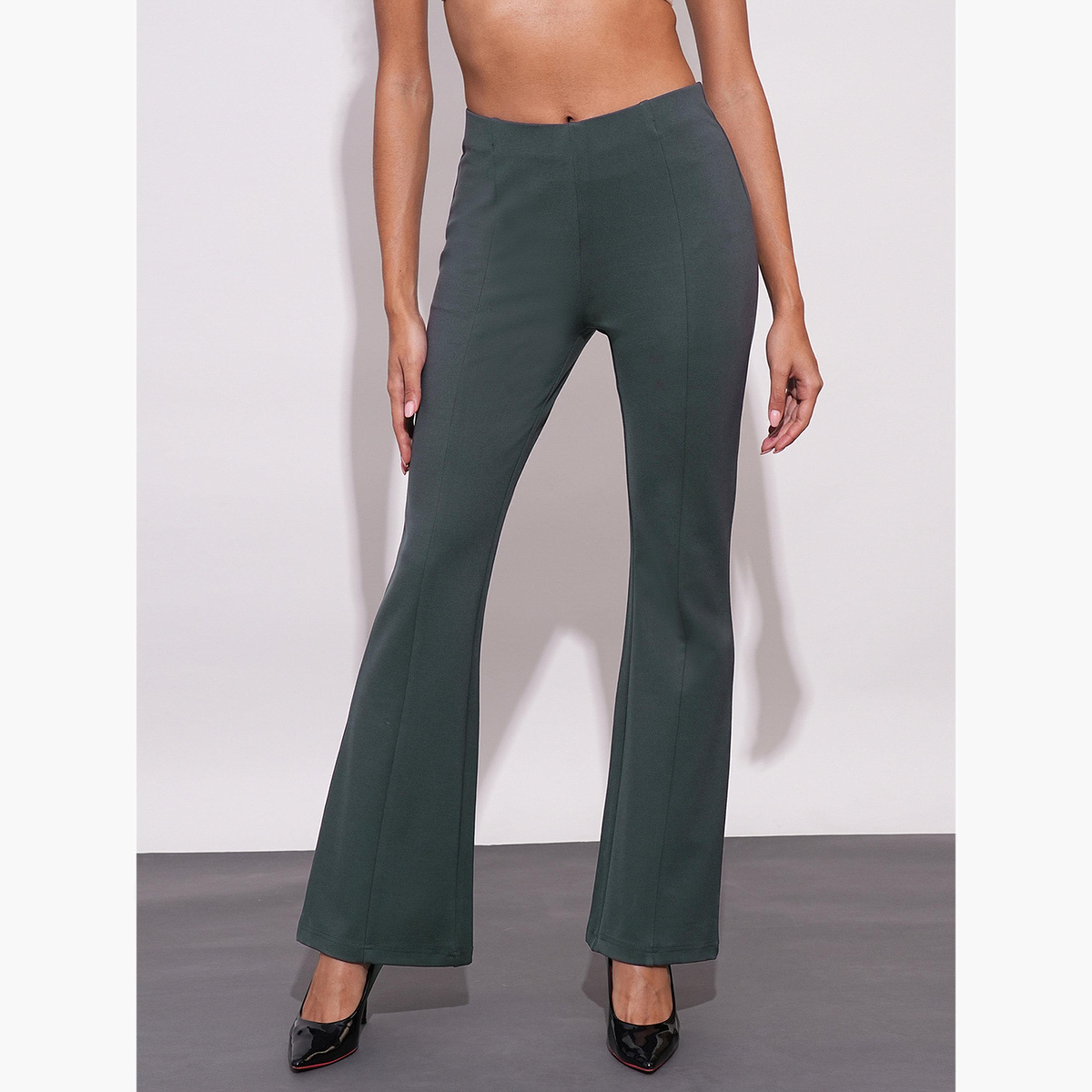 Globus X Styli Women Grey Stretchable Workwear Bootcut Treggings-women-clothing-bottoms-trousers-image-1