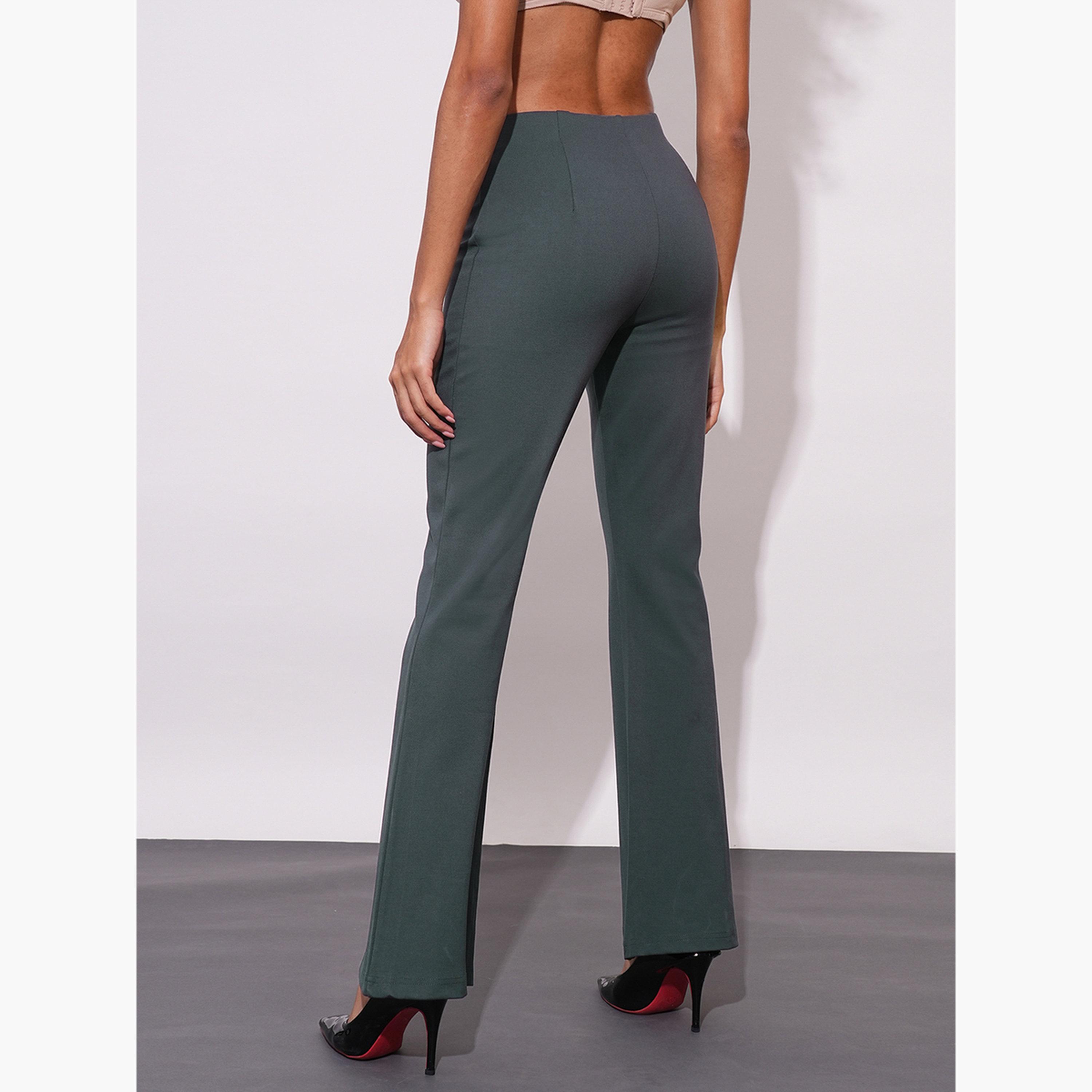 Globus X Styli Women Grey Stretchable Workwear Bootcut Treggings-women-clothing-bottoms-trousers-image-3