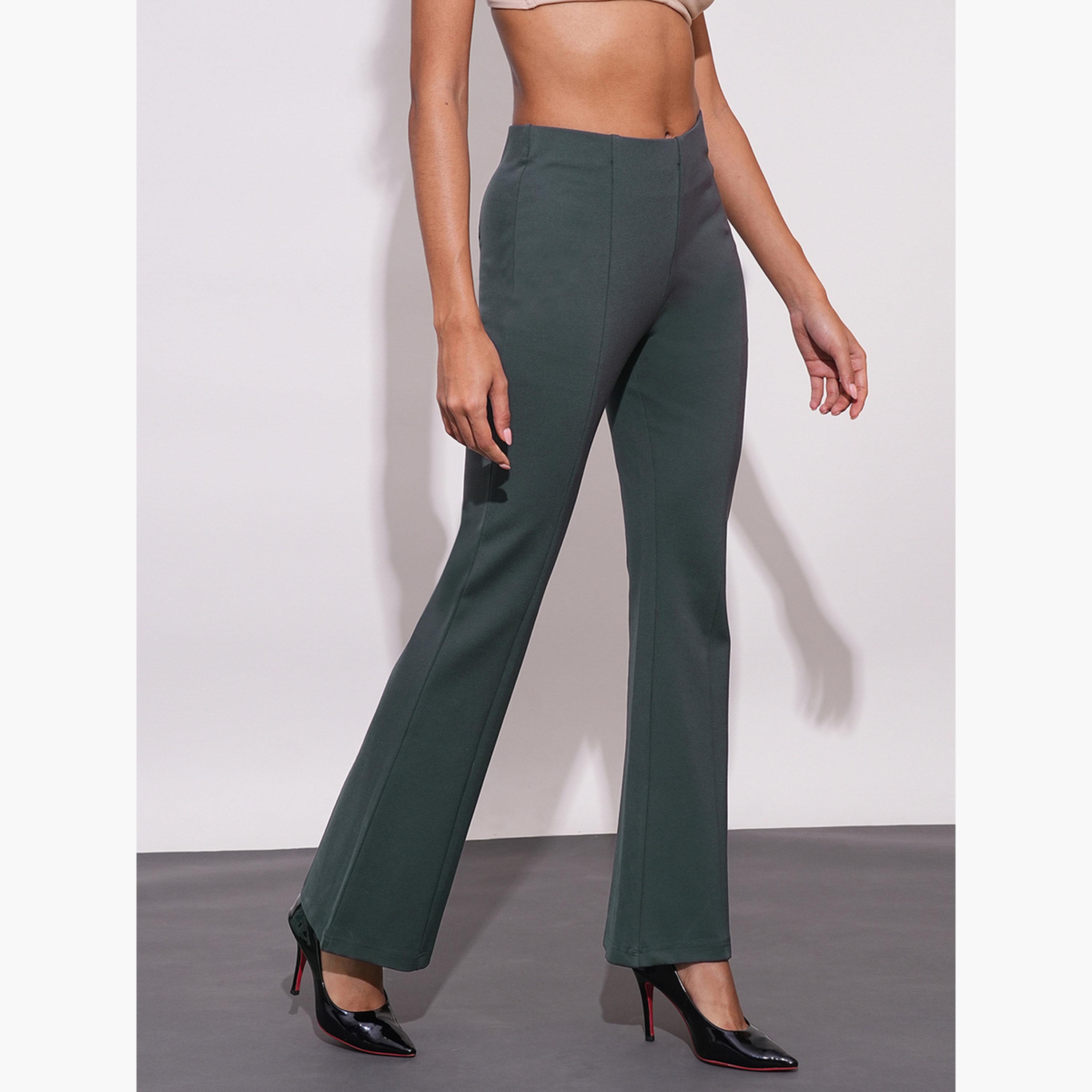 غلوبوس × ستايلي - بنطال رياضي رمادي قماش قابل للتمدد للعمل بقصة واسعة للنساء-women-clothing-bottoms-trousers-image-5