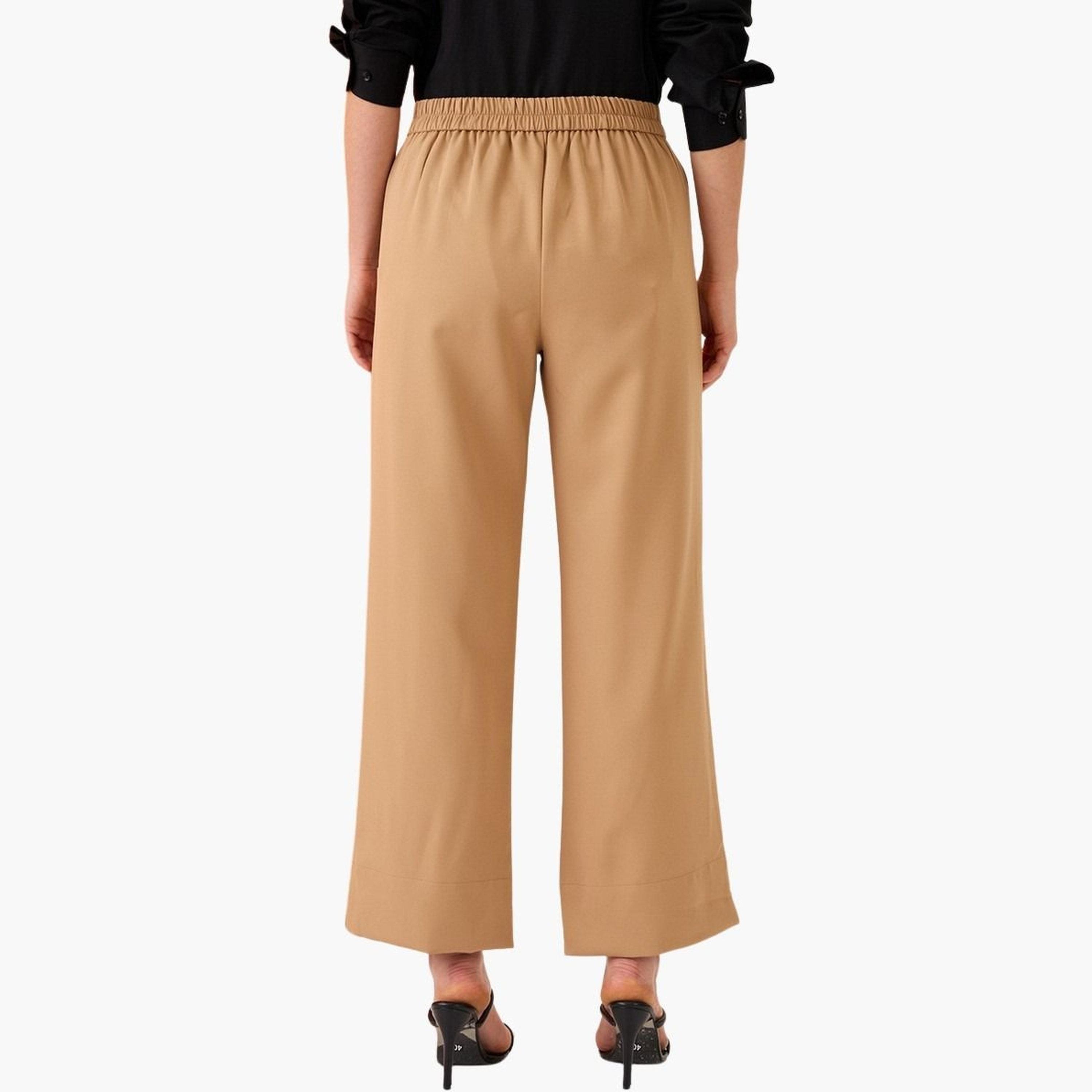 Globus X Styli Women Khaki Solid Mid-Rise Relaxed Fit Trousers-women-clothing-bottoms-trousers-image-5