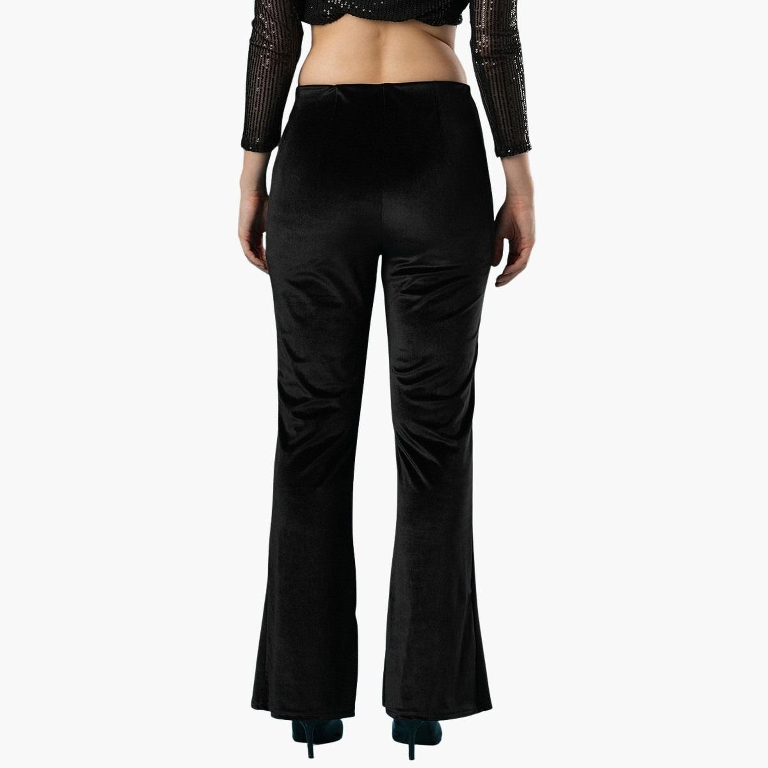 غلوبوس × ستايلي - بنطال جينز ضيق مطاطي بمظهر مخملي أسود للنساء-women-clothing-bottoms-leggings-image-4