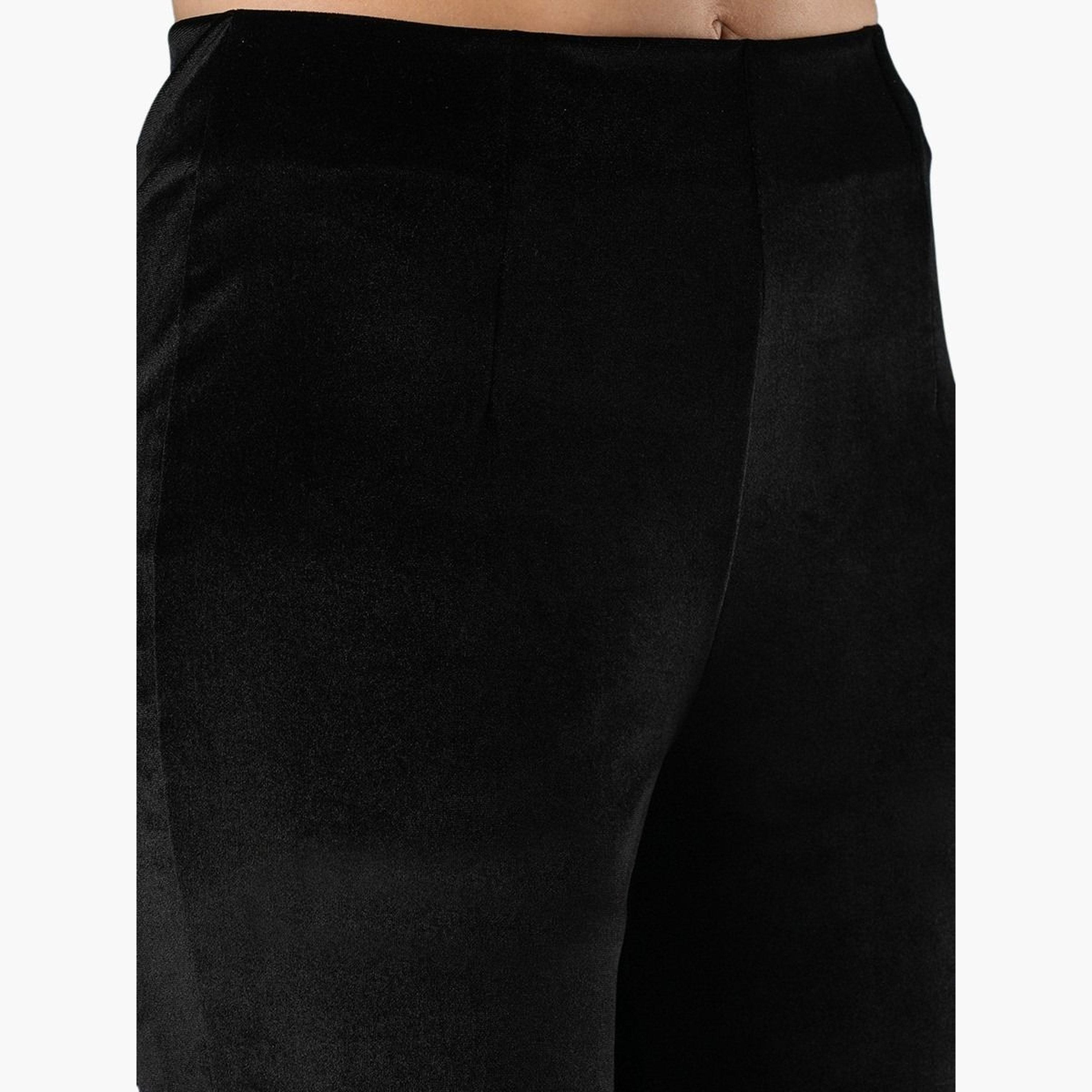 غلوبوس × ستايلي - بنطال جينز ضيق مطاطي بمظهر مخملي أسود للنساء-women-clothing-bottoms-leggings-image-5