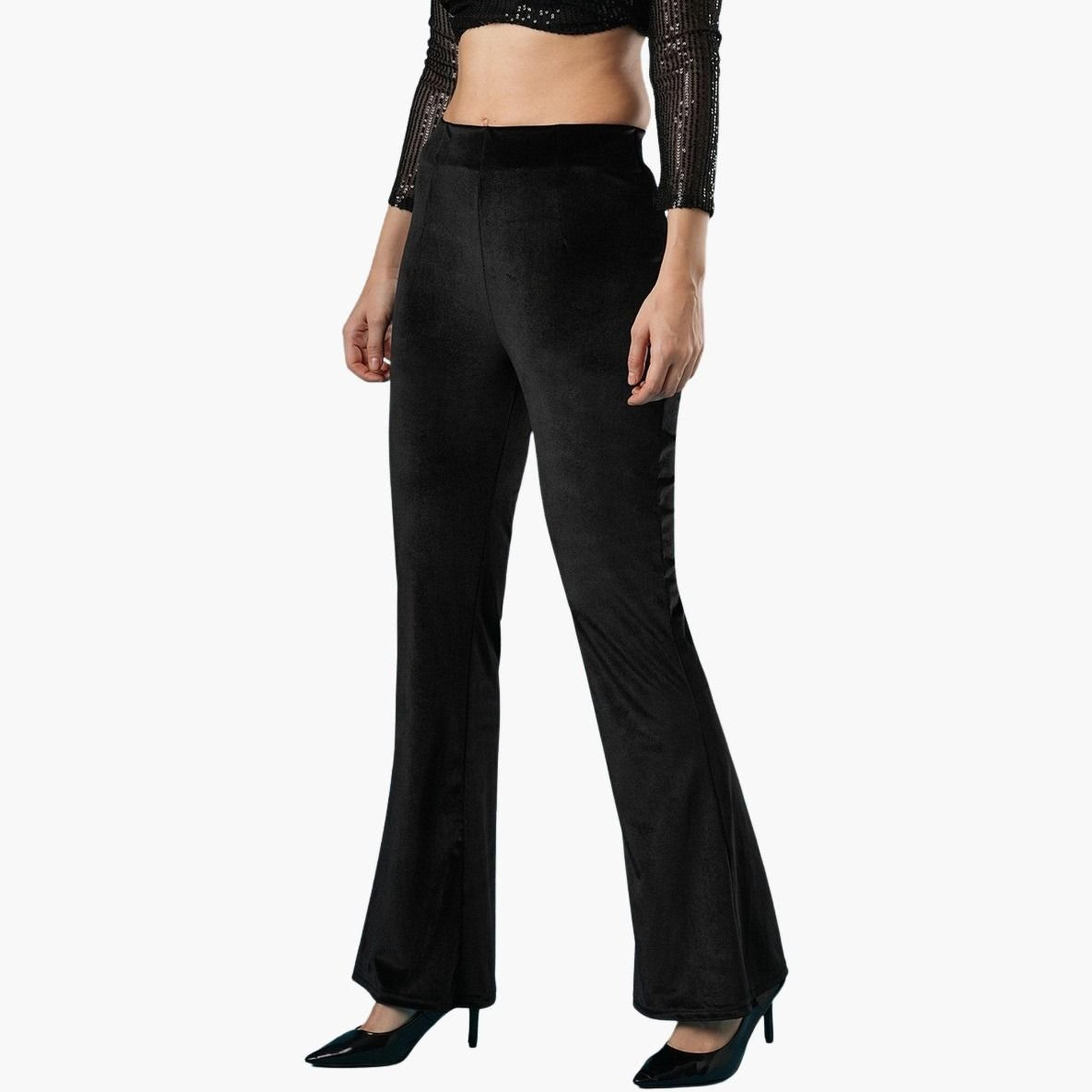 غلوبوس × ستايلي - بنطال جينز ضيق مطاطي بمظهر مخملي أسود للنساء-women-clothing-bottoms-leggings-image-6