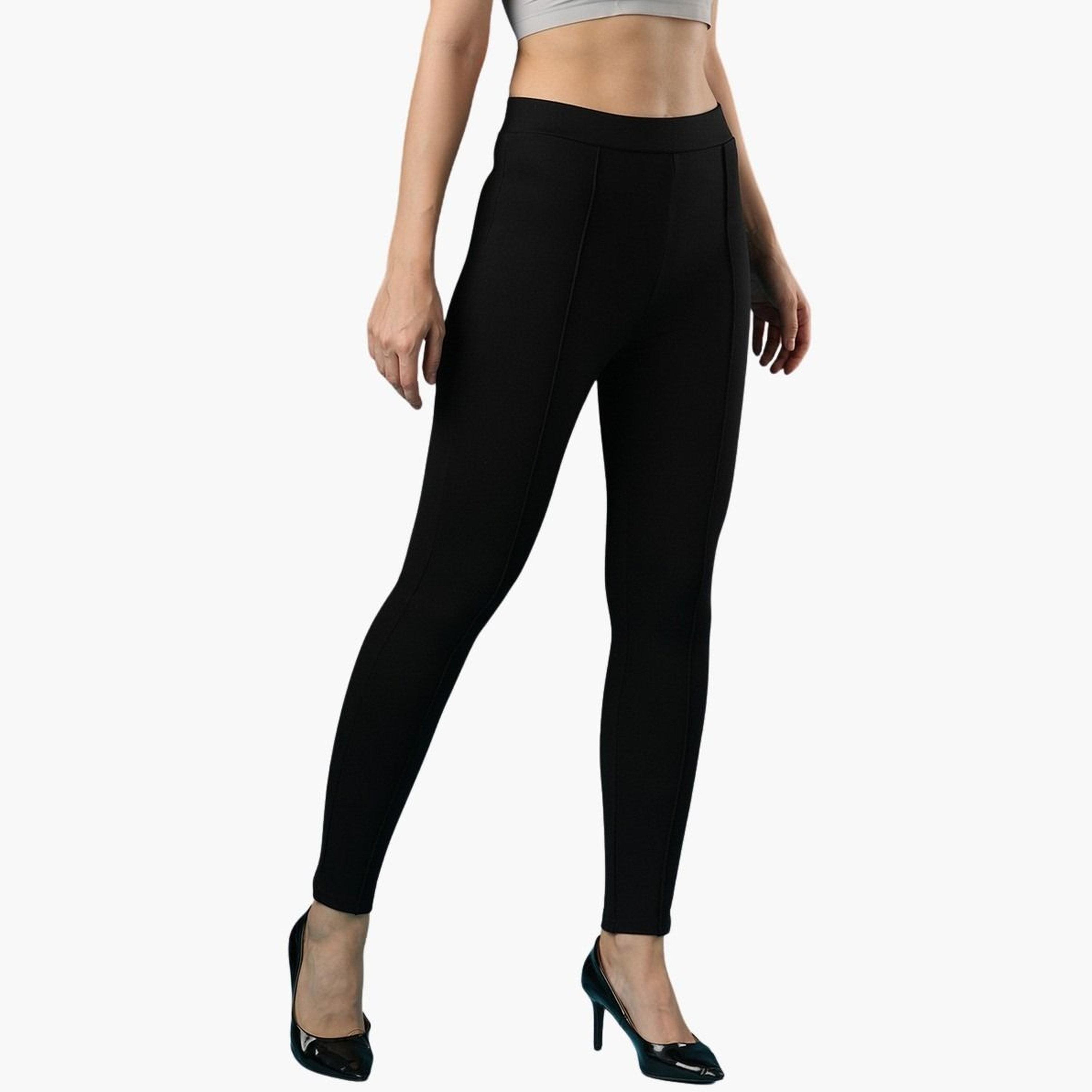 غلوبوس × ستايلي - بنطال عمل ضيق قماش قابل للتمدد باللون الأسود للنساء-women-clothing-bottoms-trousers-image-6