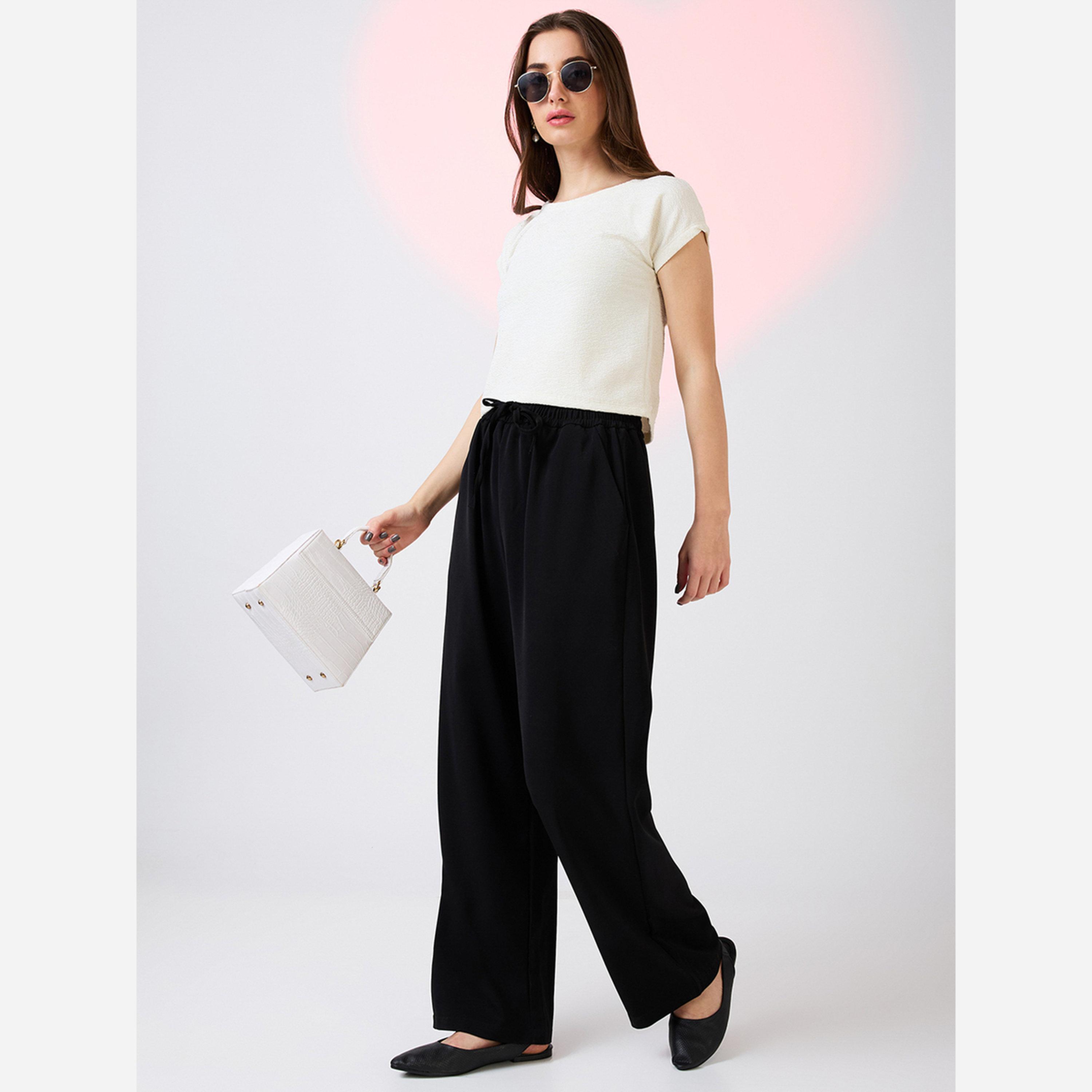 Globus X Styli Women Black Mid Rise Regular Fit Pants-women-clothing-bottoms-trousers-image-2