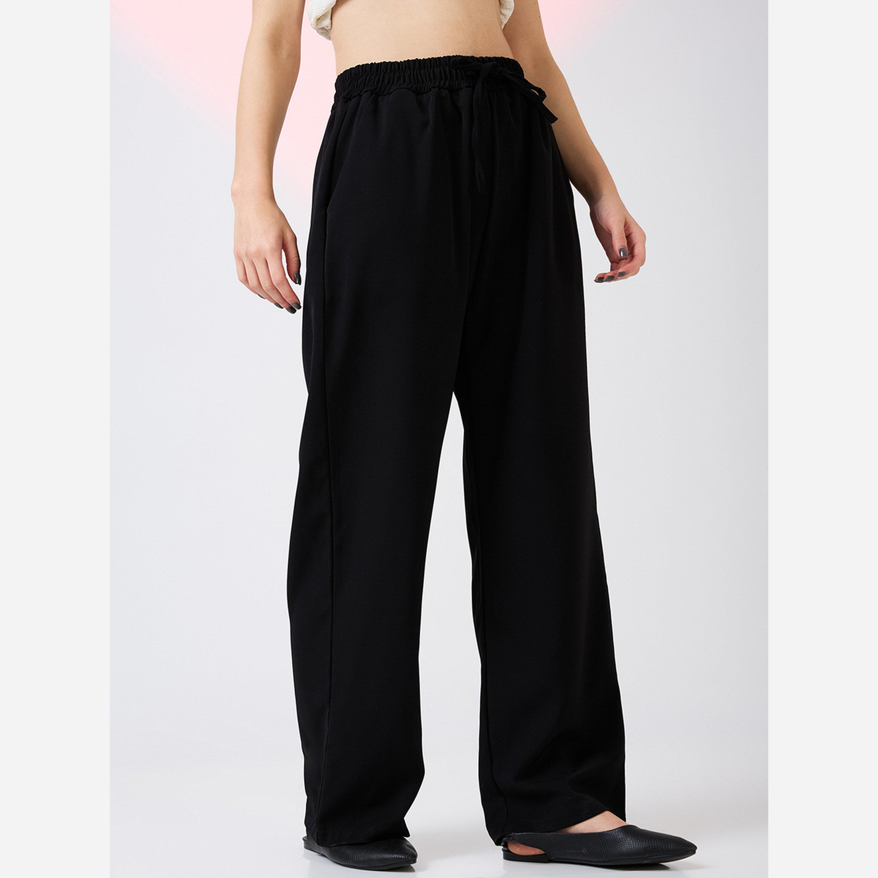Globus X Styli Women Black Mid Rise Regular Fit Pants-women-clothing-bottoms-trousers-image-4