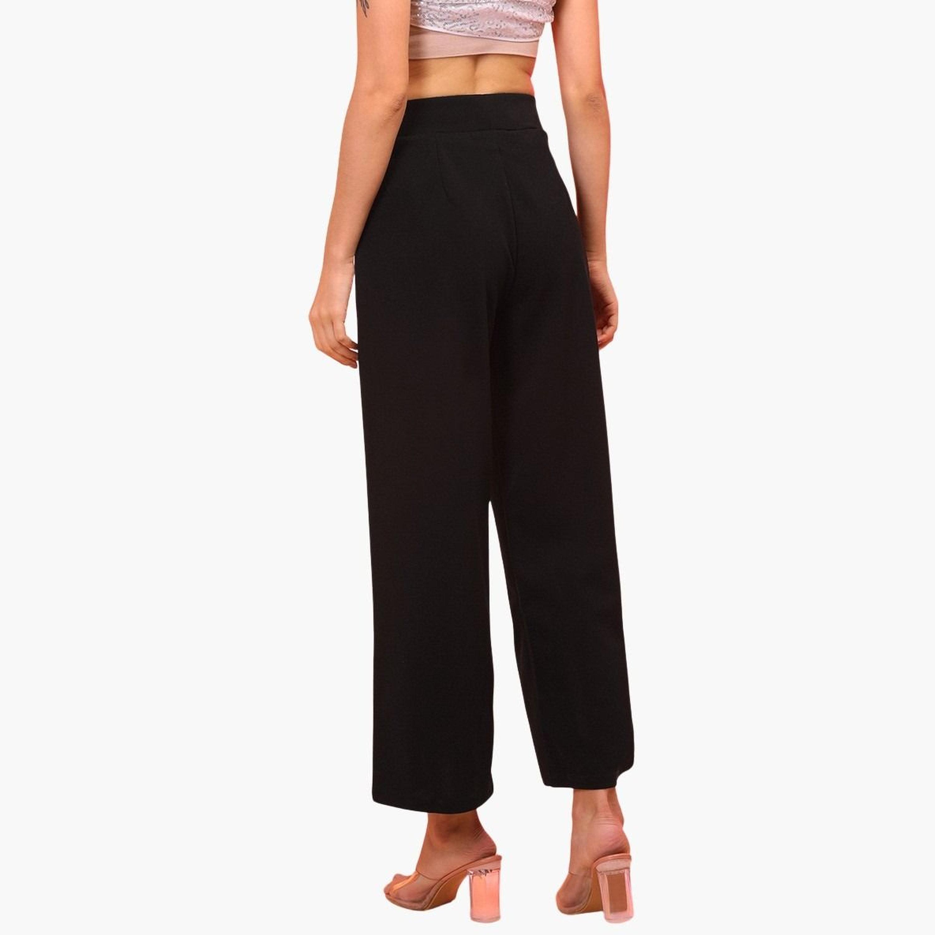 غلوبوس × ستايلي - بنطال أسود واسع الساق مطوي للنساء-women-clothing-bottoms-trousers-image-4