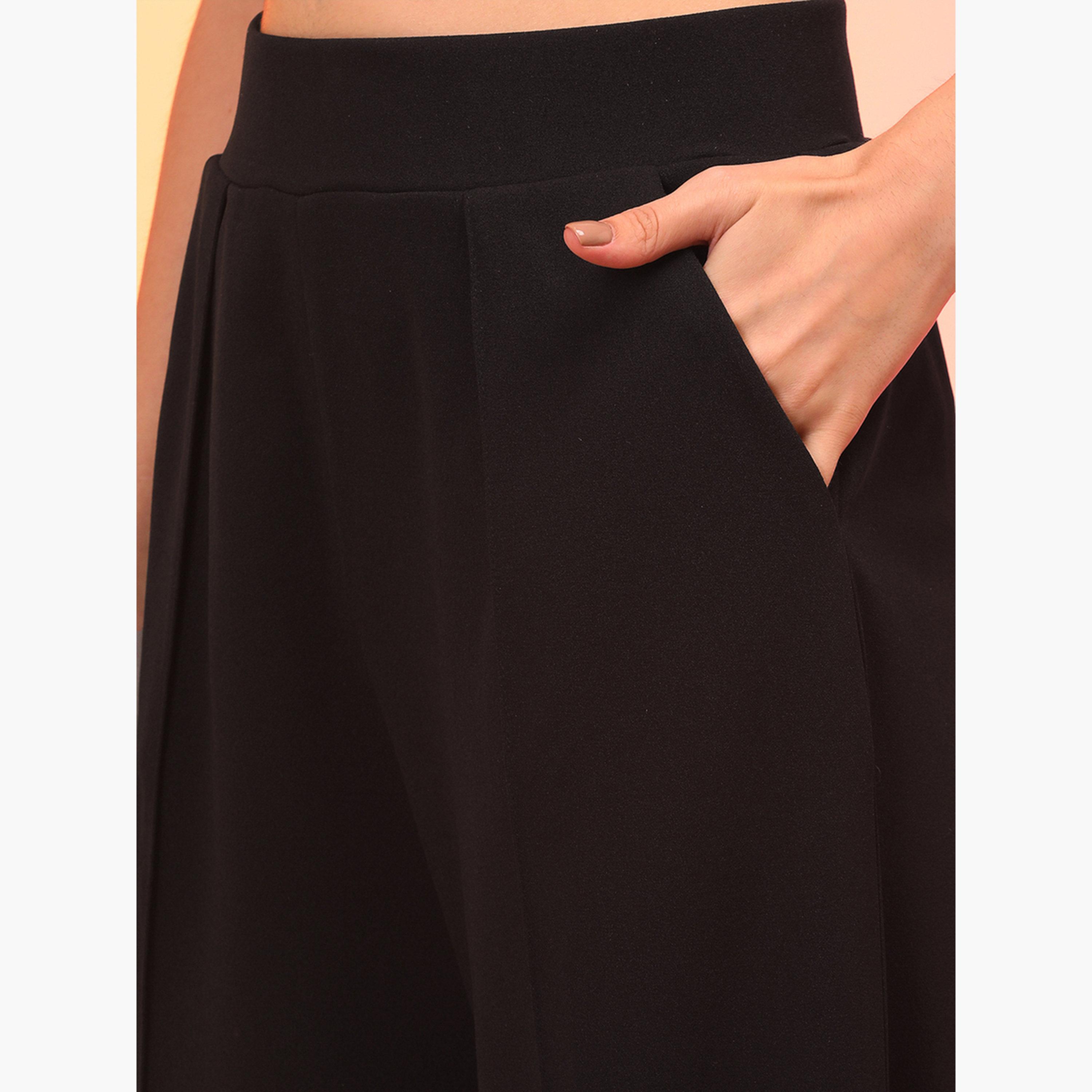 غلوبوس × ستايلي - بنطال أسود واسع الساق مطوي للنساء-women-clothing-bottoms-trousers-image-5