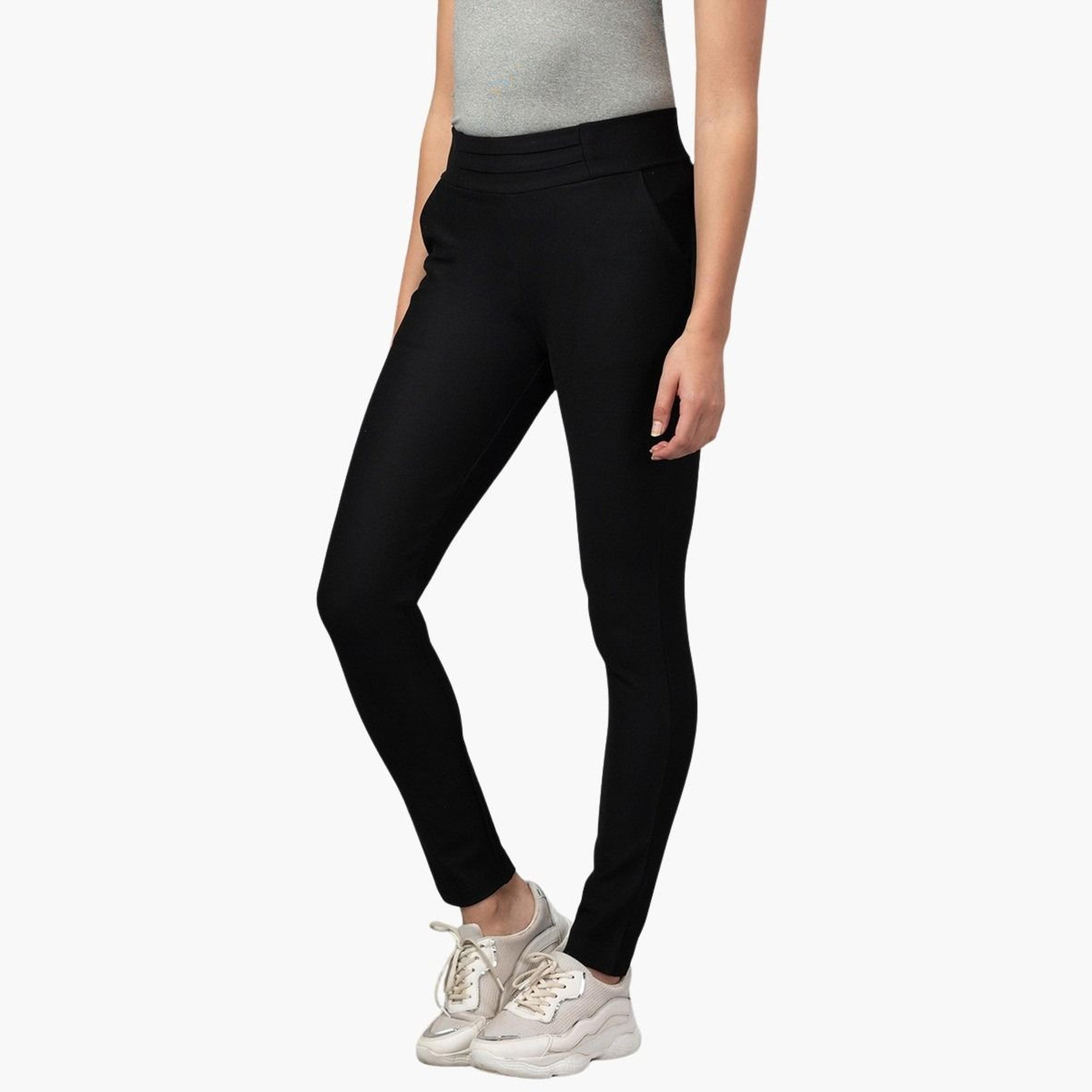 غلوبوس × ستايلي - بنطال ضيق أسود سادة للنساء-women-clothing-bottoms-trousers-image-4