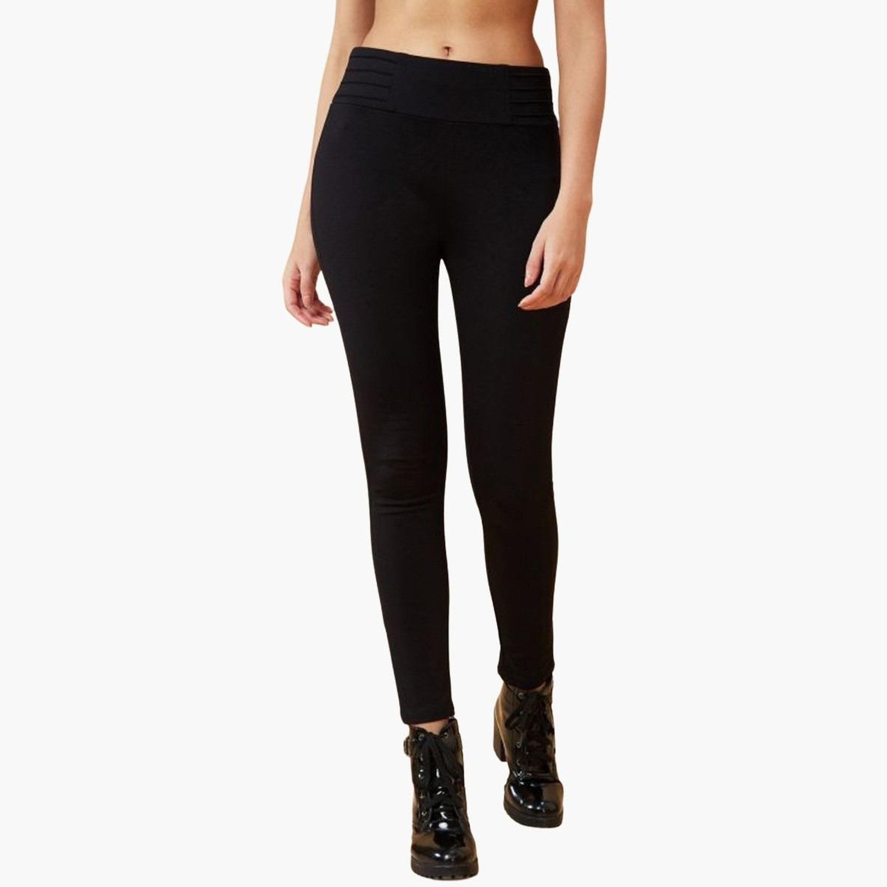 غلوبوس × ستايلي - بنطال عمل ضيق قماش قابل للتمدد باللون الأسود للنساء-women-clothing-bottoms-trousers-image-1