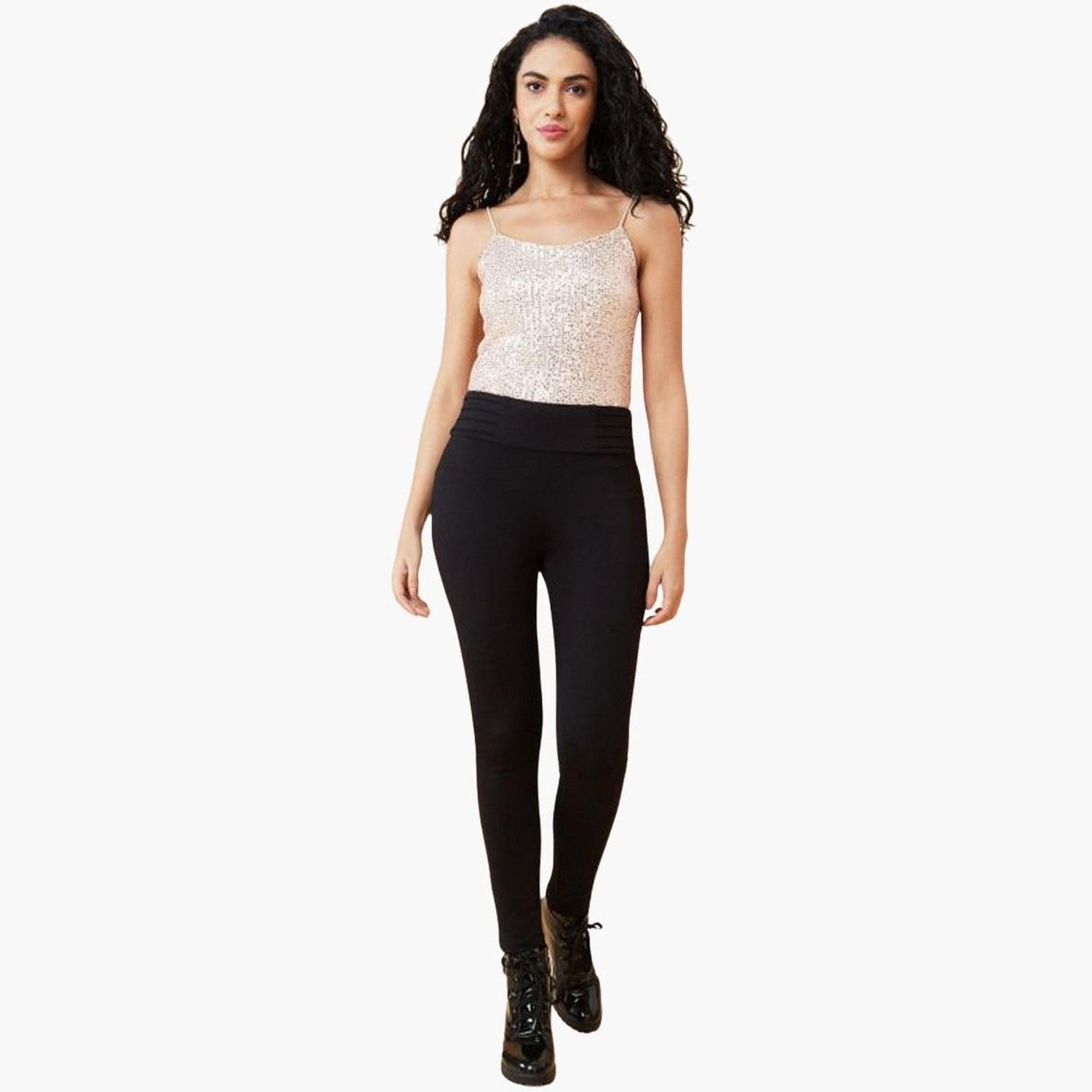 غلوبوس × ستايلي - بنطال عمل ضيق قماش قابل للتمدد باللون الأسود للنساء-women-clothing-bottoms-trousers-image-2