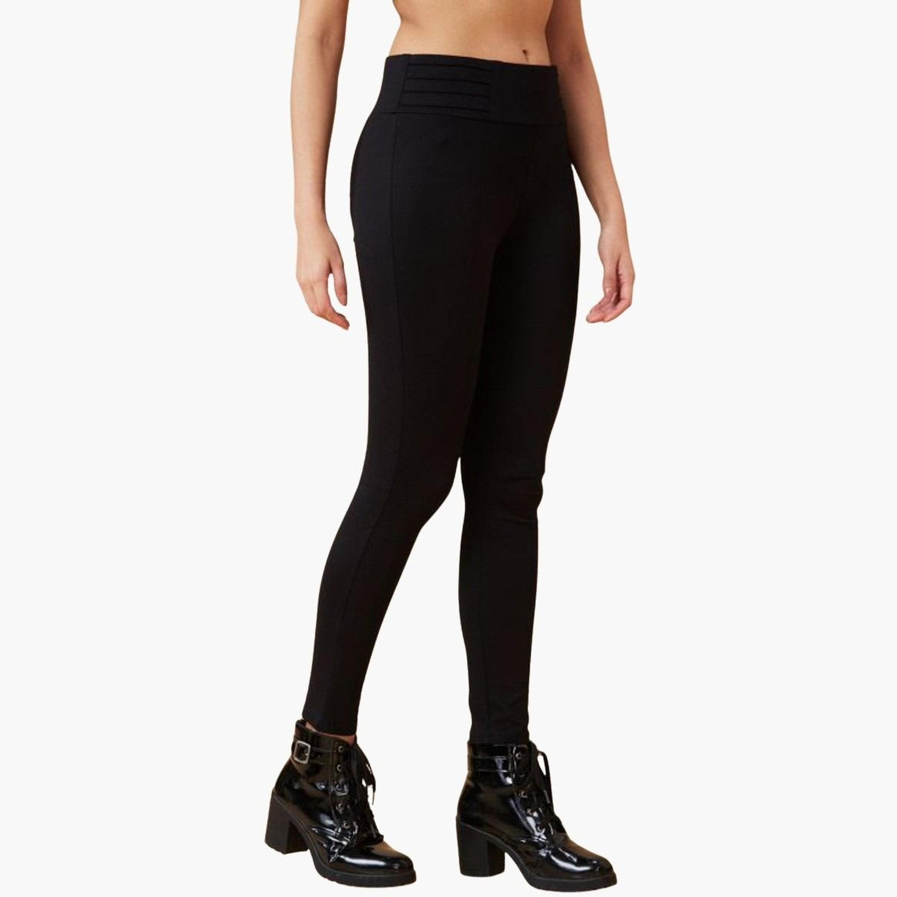 غلوبوس × ستايلي - بنطال عمل ضيق قماش قابل للتمدد باللون الأسود للنساء-women-clothing-bottoms-trousers-image-3