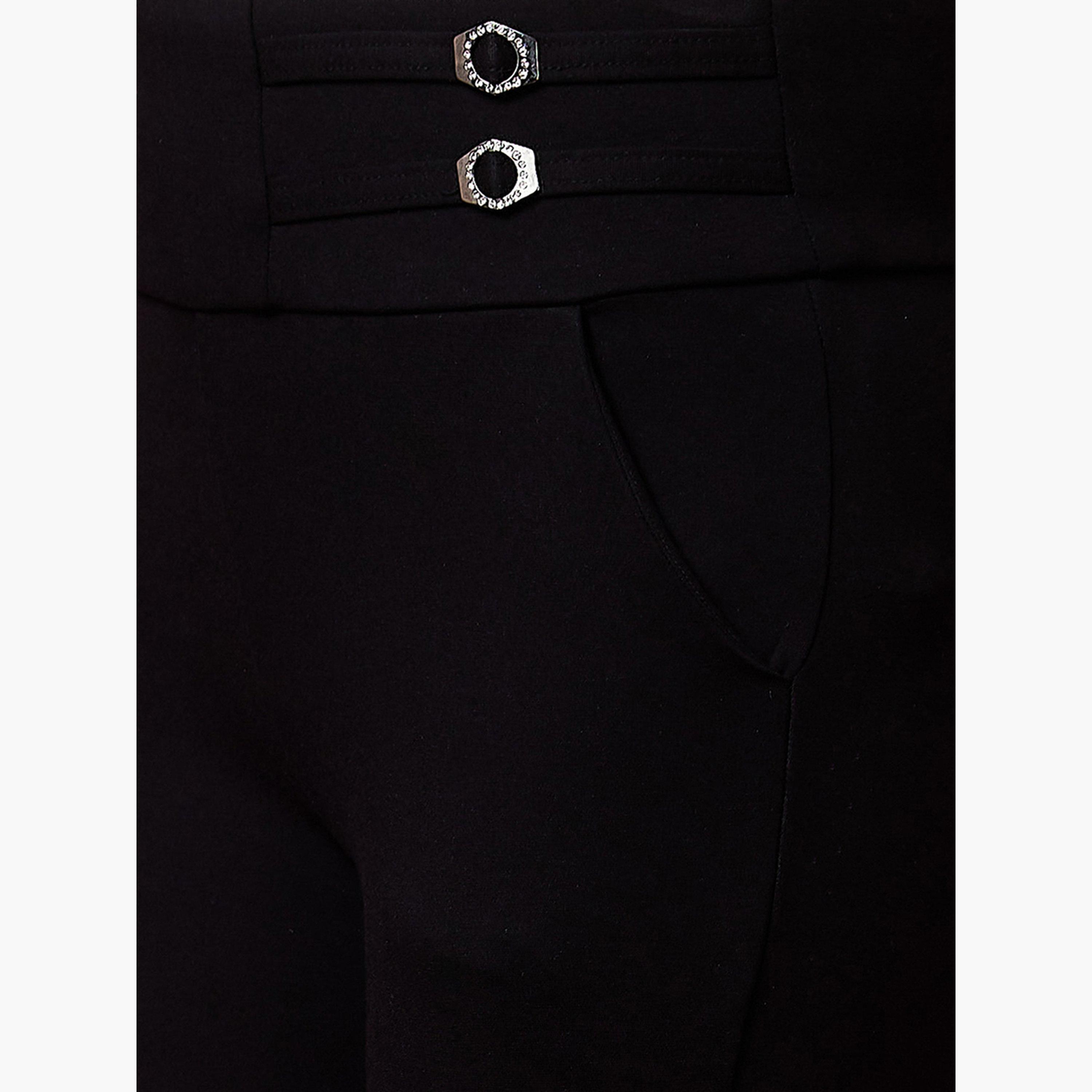 غلوبوس × ستايلي - بنطال رياضي ضيق أسود قماش قابل للتمدد خصر متوسط الارتفاع للنساء-women-clothing-bottoms-trousers-image-5