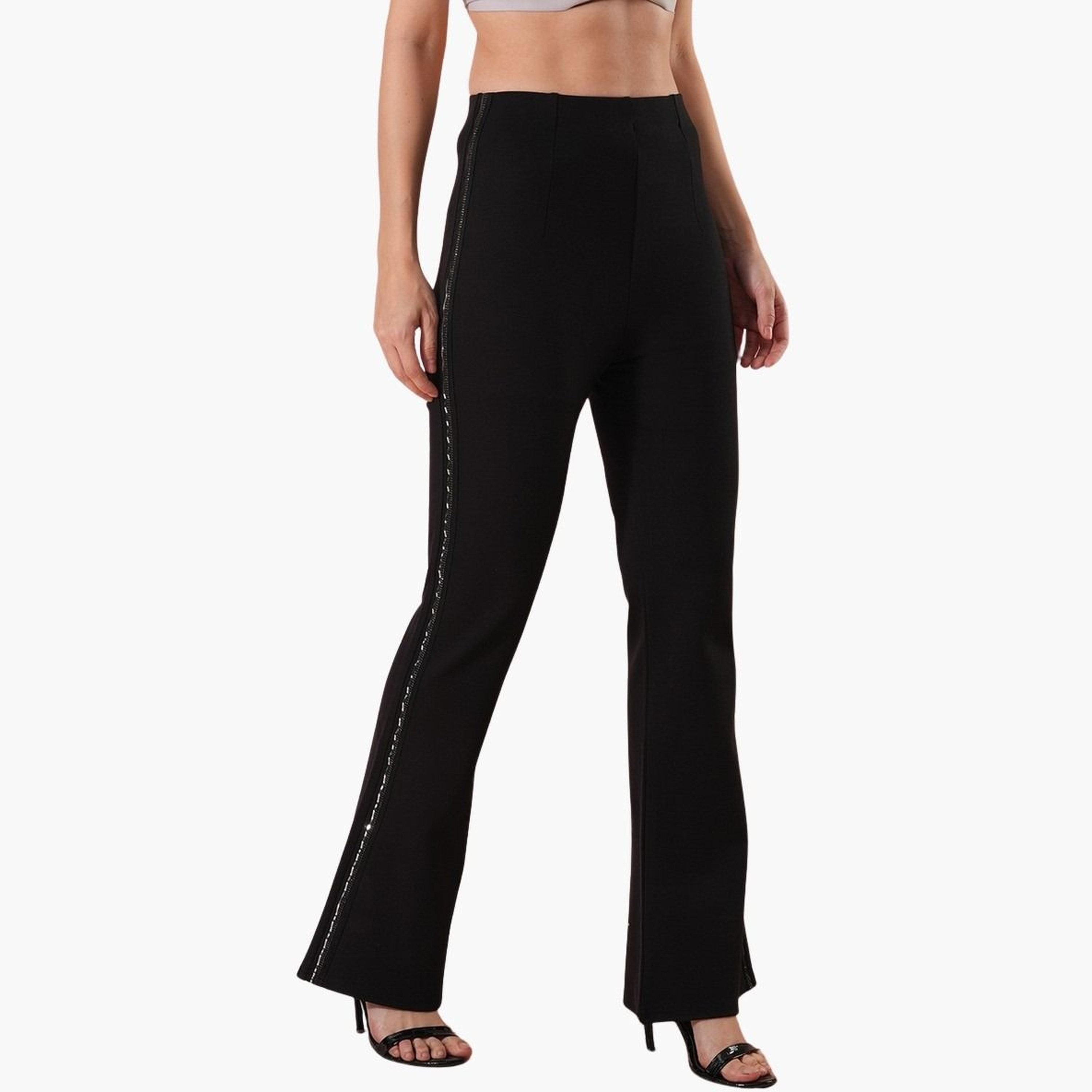 غلوبوس × ستايلي - بنطال رياضي أسود قماش قابل للتمدد ومزين من الجانب للنساء-women-clothing-bottoms-trousers-image-4