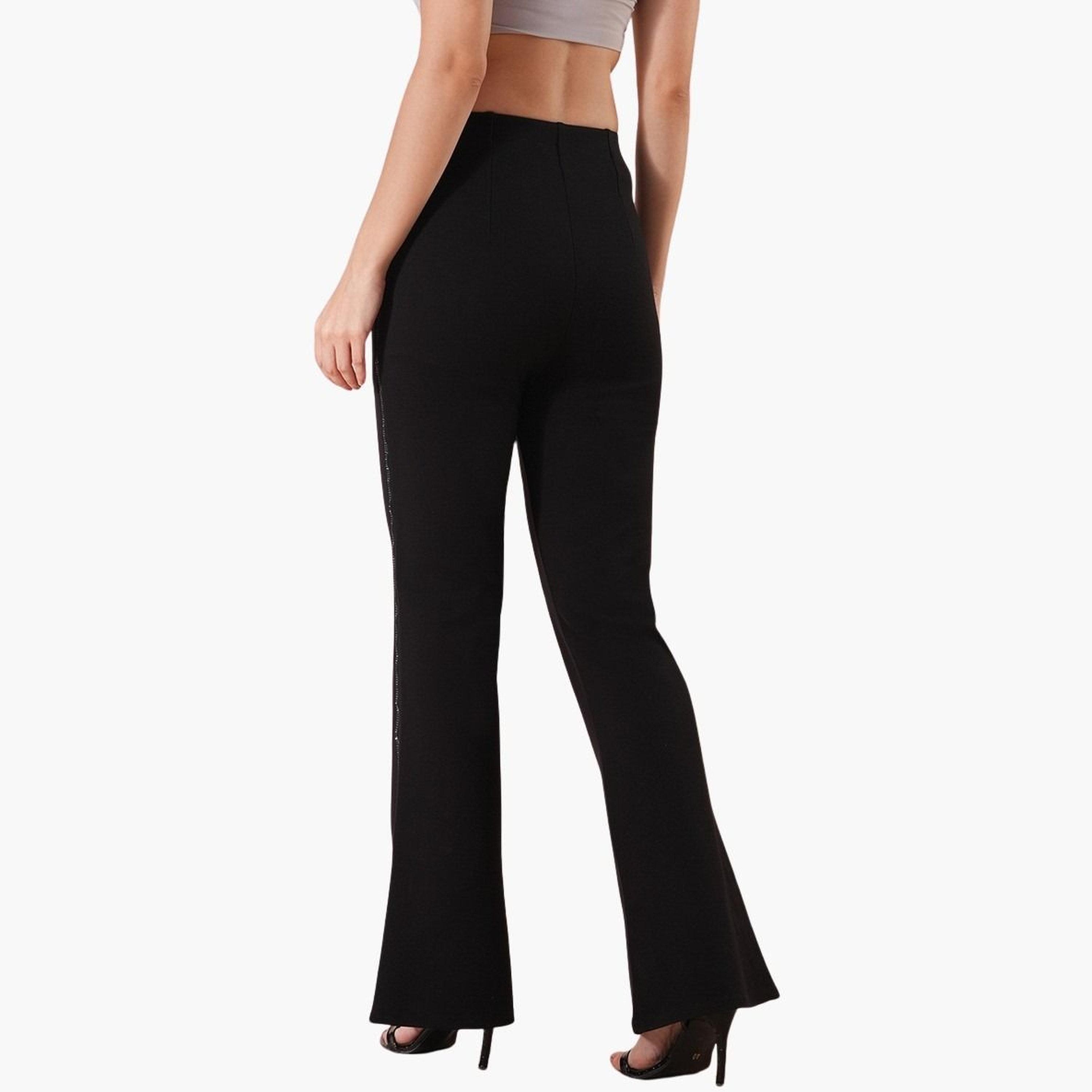 غلوبوس × ستايلي - بنطال رياضي أسود قماش قابل للتمدد ومزين من الجانب للنساء-women-clothing-bottoms-trousers-image-5