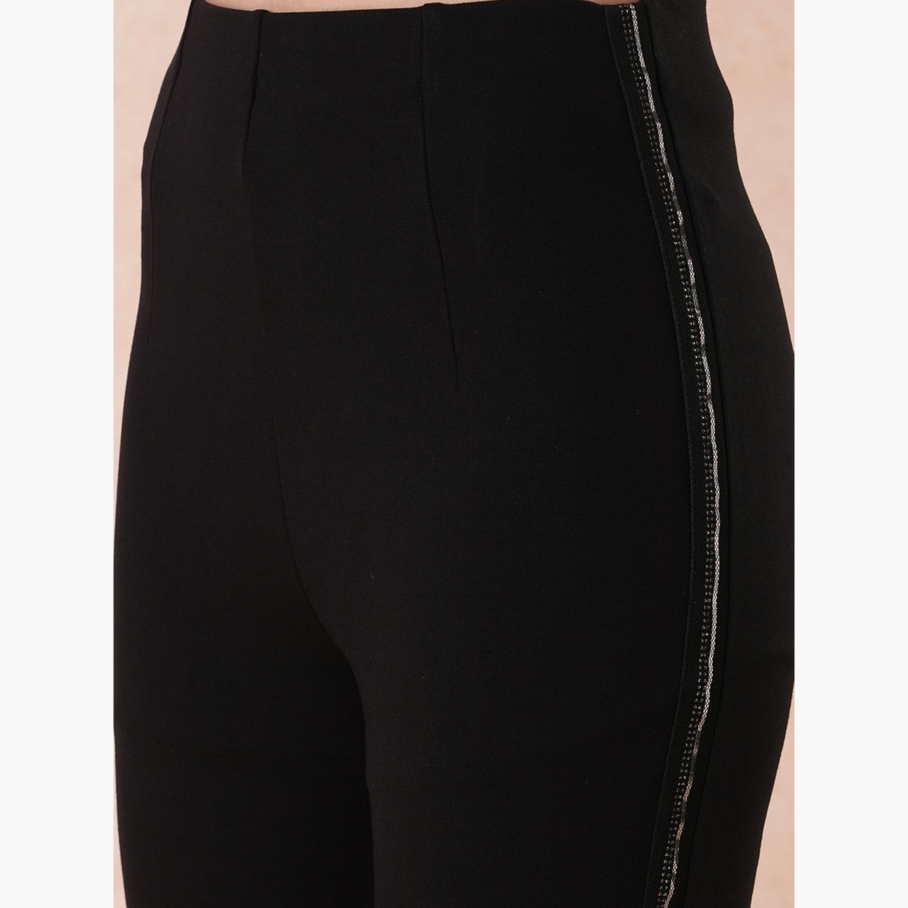غلوبوس × ستايلي - بنطال رياضي أسود قماش قابل للتمدد ومزين من الجانب للنساء-women-clothing-bottoms-trousers-image-6
