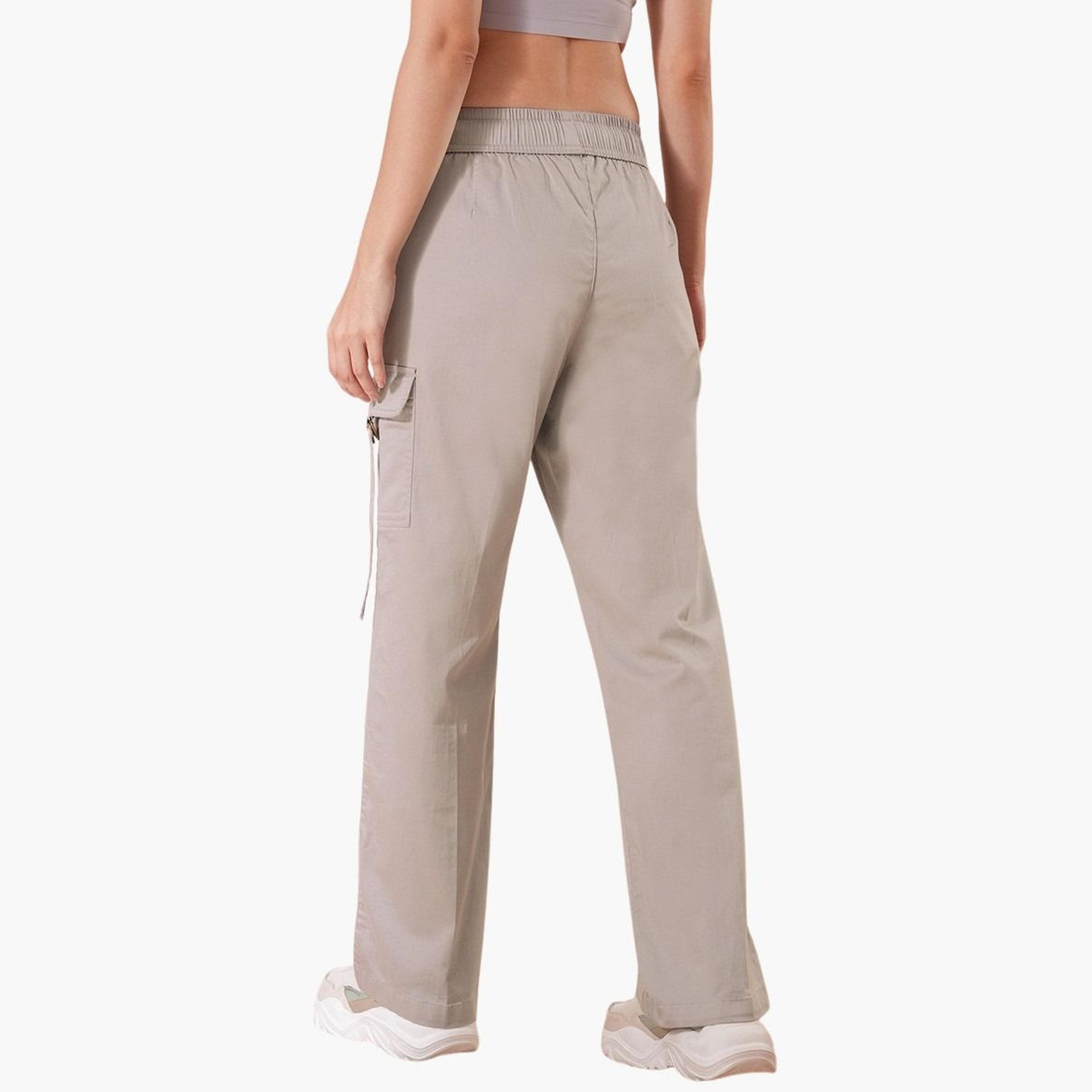 غلوبوس × ستايلي - بنطال كارغو رمادي قطني خصر متوسط الارتفاع وواسع الساق للنساء-women-clothing-bottoms-trousers-image-5