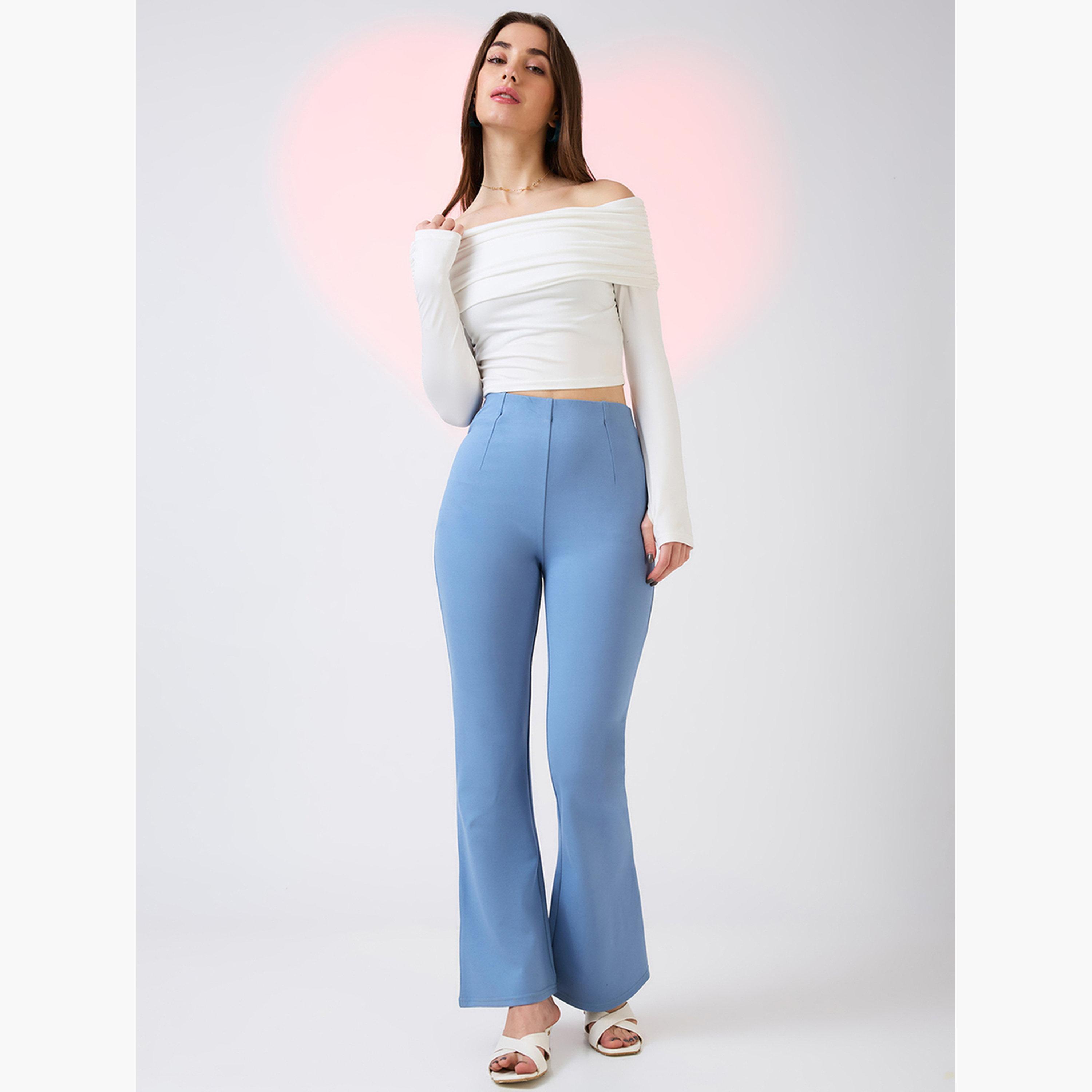غلوبوس × ستايلي - بنطال رياضي أزرق قماش قابل للتمدد بخصر متوسط ​​وقصة واسعة للنساء-women-clothing-bottoms-trousers-image-2