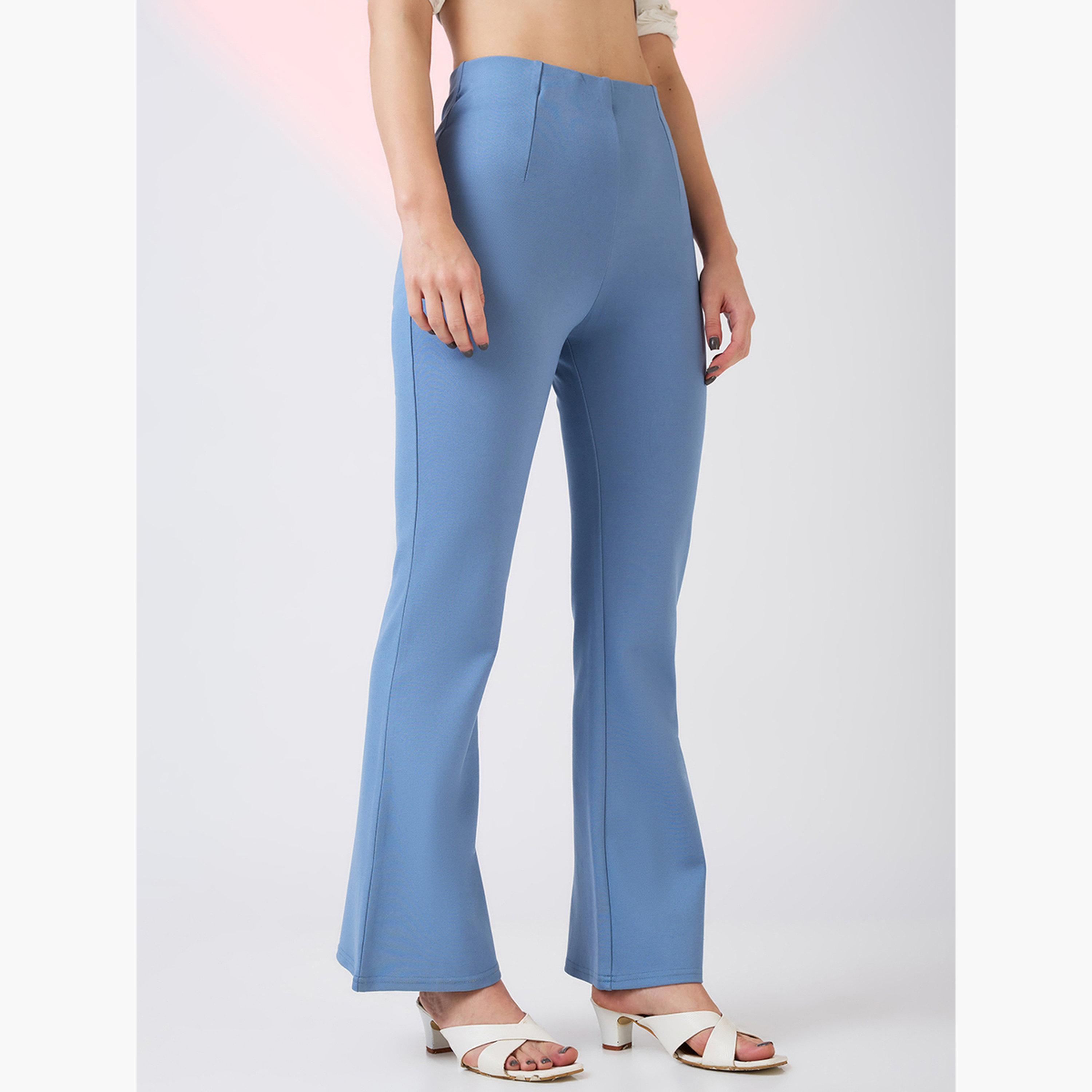 غلوبوس × ستايلي - بنطال رياضي أزرق قماش قابل للتمدد بخصر متوسط ​​وقصة واسعة للنساء-women-clothing-bottoms-trousers-image-4