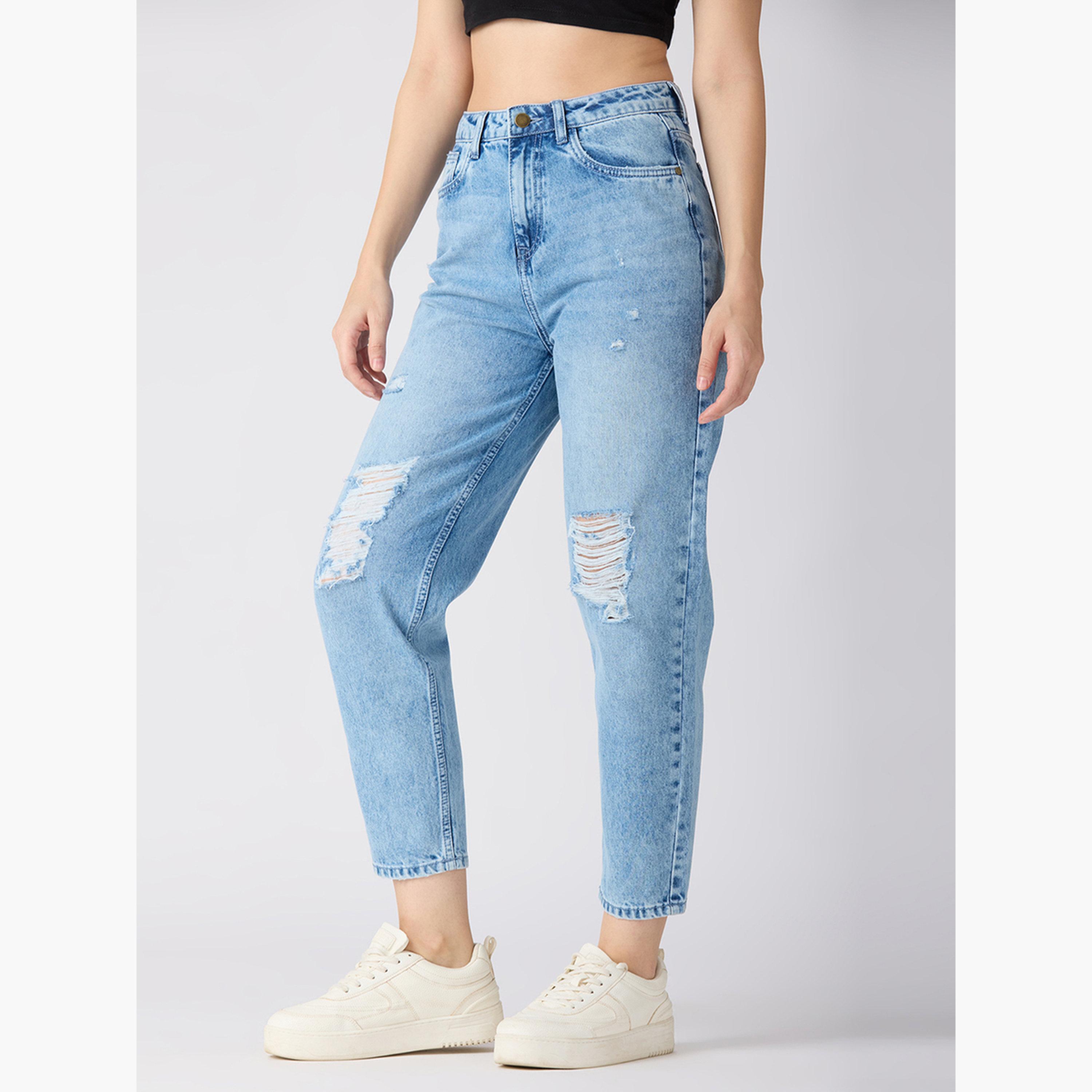 Globus X Styli Women Light Blue Mid-Rise Ripped Jeans-women-clothing-bottoms-jeans-image-3