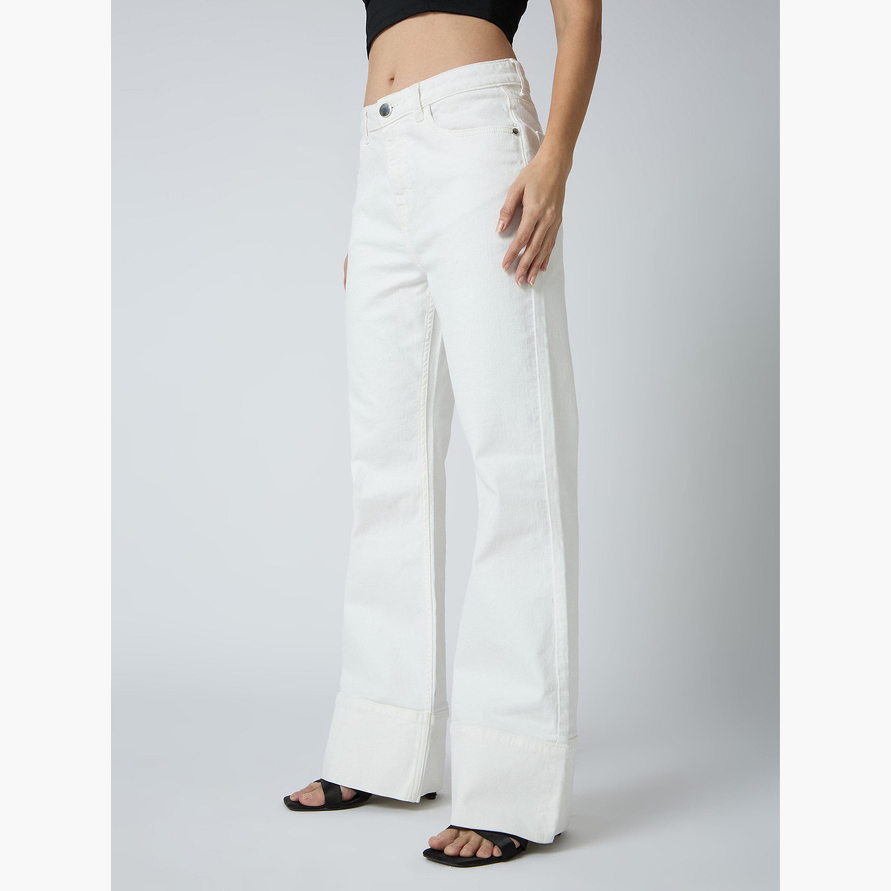Globus X Styli Women White Cotton Stretch Bootcut Jeans-women-clothing-bottoms-jeans-image-4